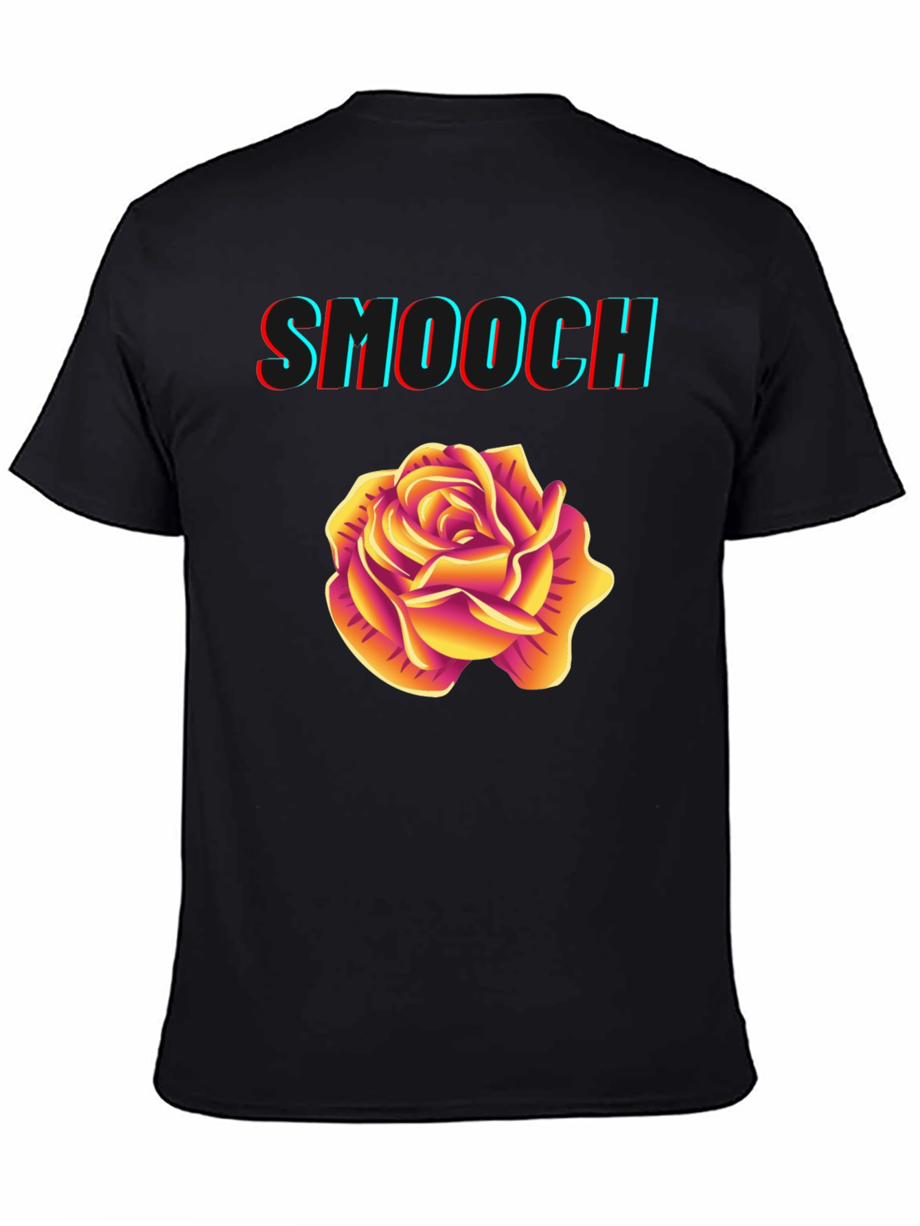Smooch Rose Graphic Tee - Stylish Mens Black T-Shirt