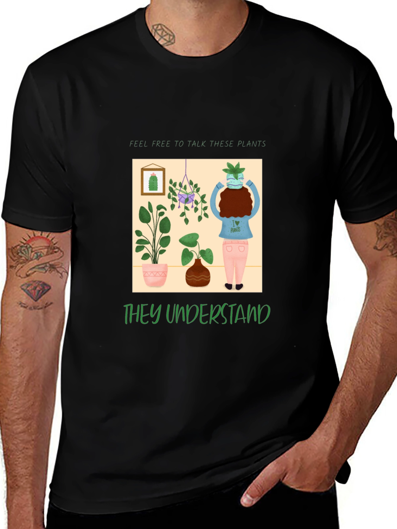 Talk to Plants Black T-Shirt - They Understand