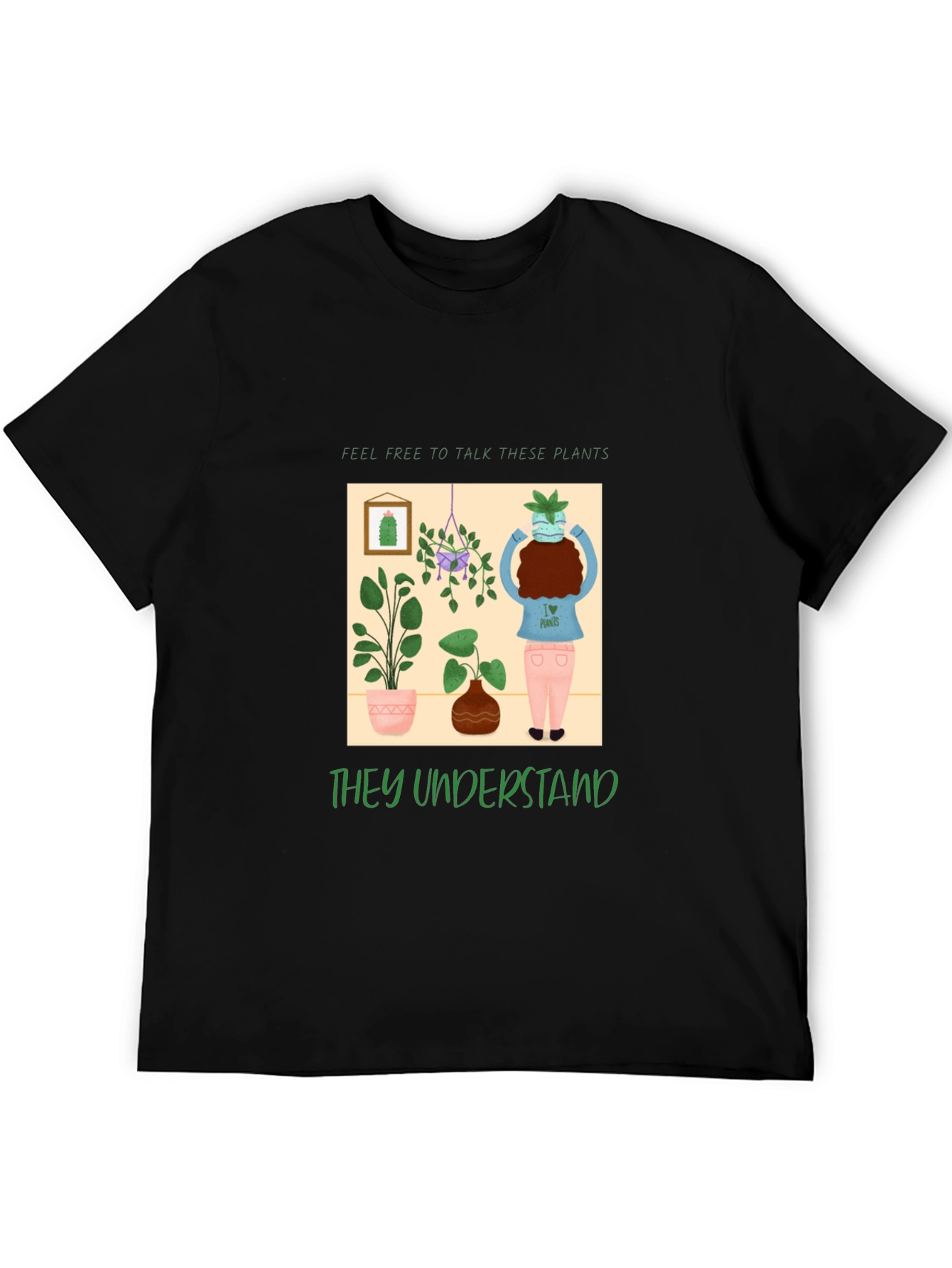 Talk to Plants Black T-Shirt - They Understand