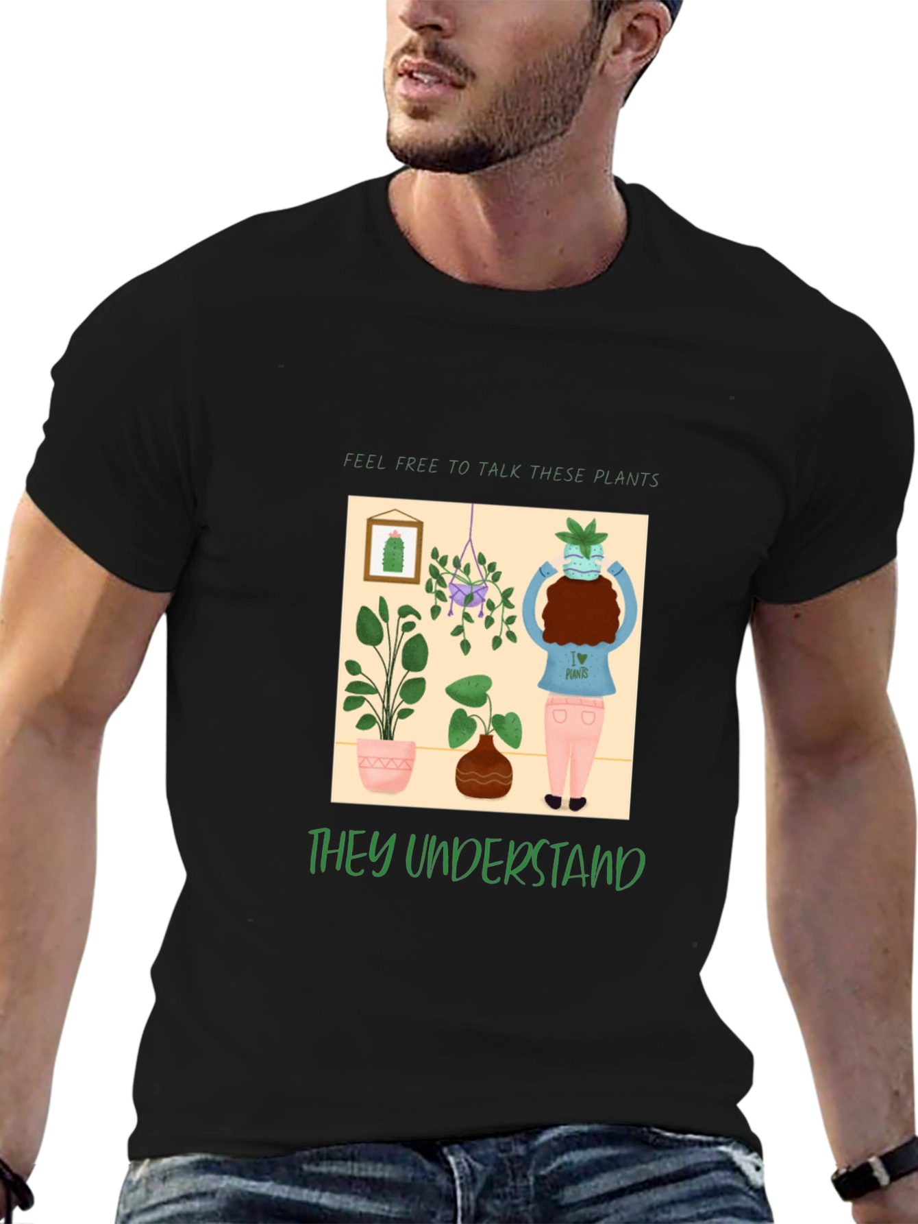 Talk to Plants Black T-Shirt - They Understand