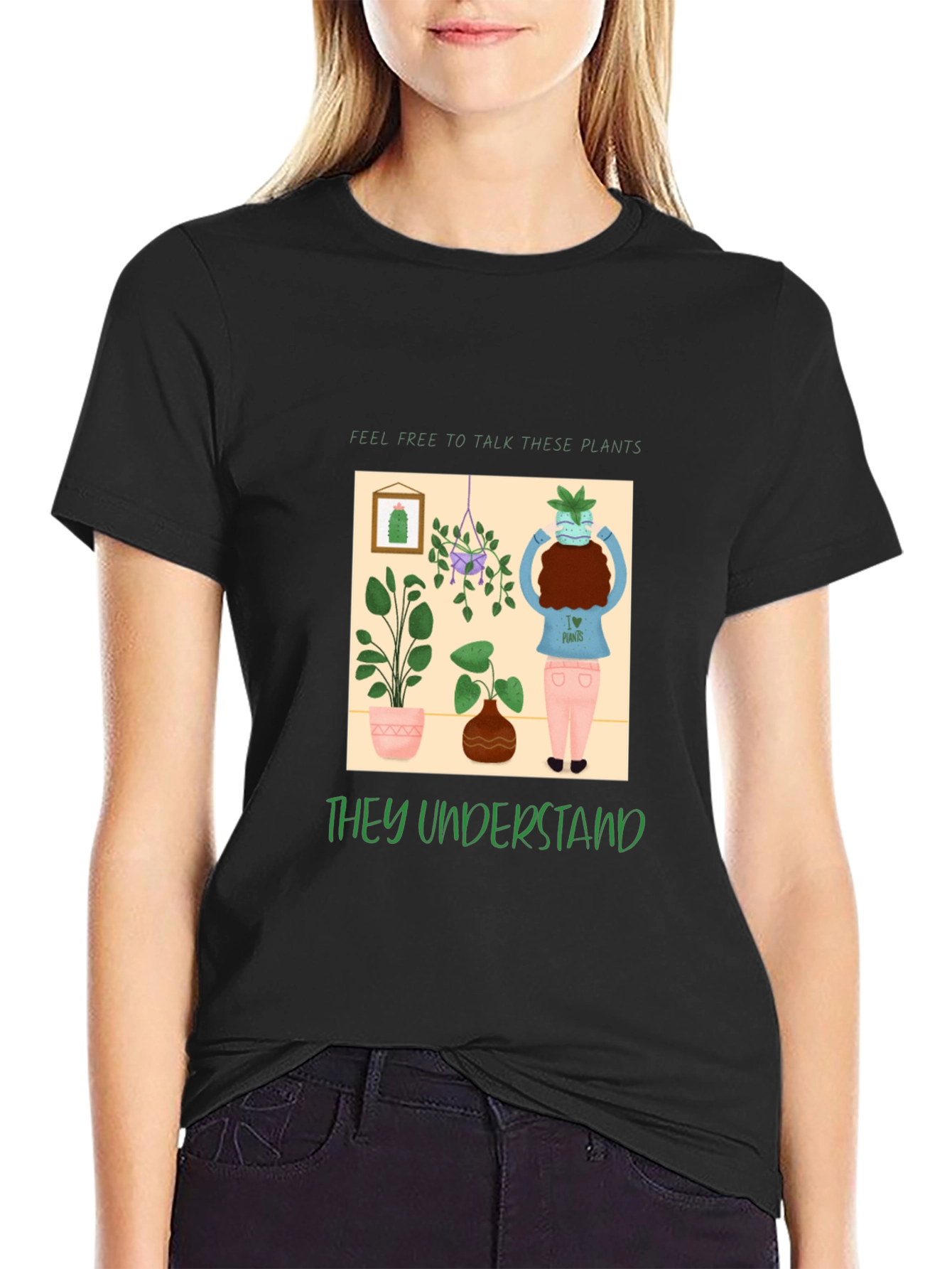 Talk to Plants Black T-Shirt - They Understand