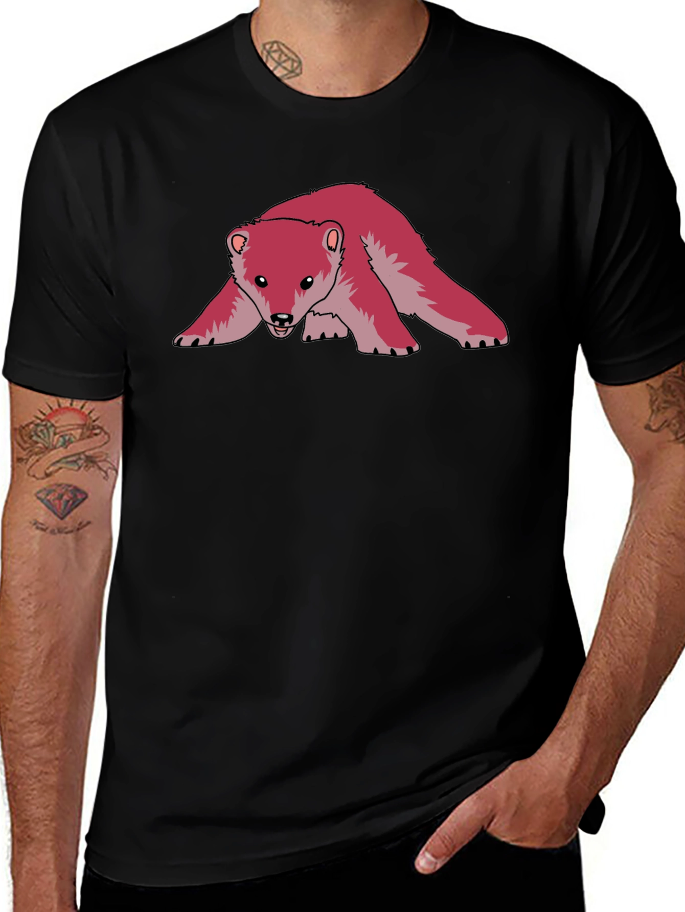 Cool Pink Bear Graphic Tee