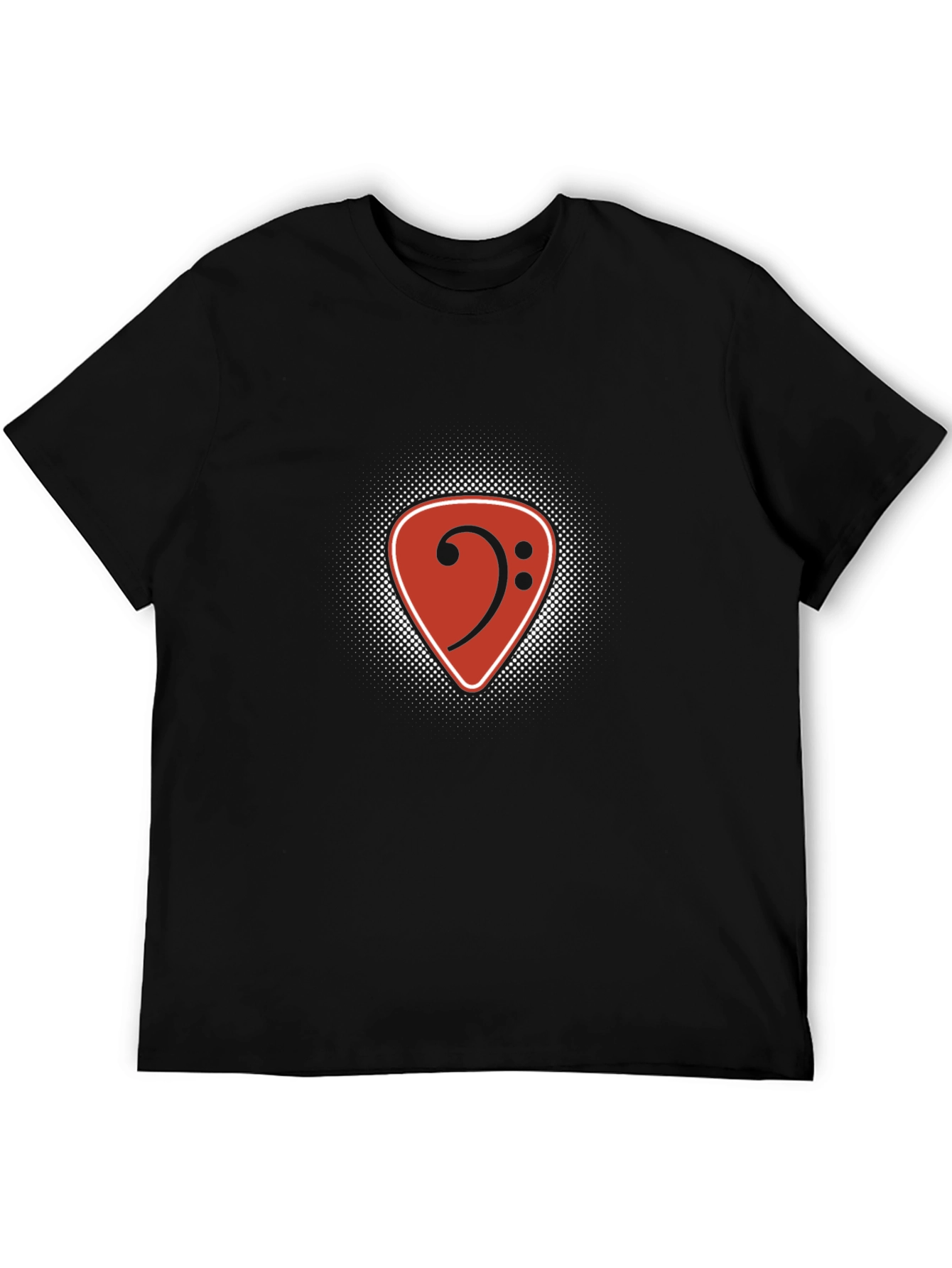 Bass Clef Guitar Pick Graphic Tee - Black