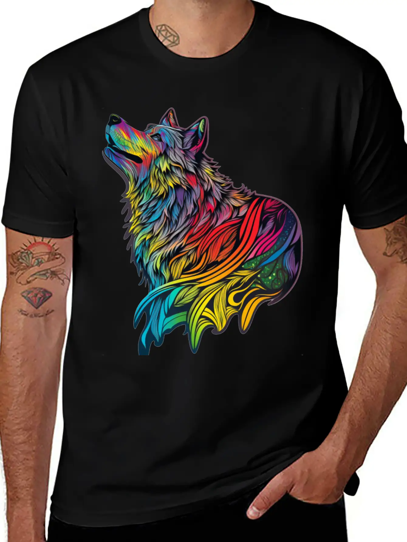 Wolf Rainbow Unisex Casual T-Shirt – Clean Design For Daily Comfort