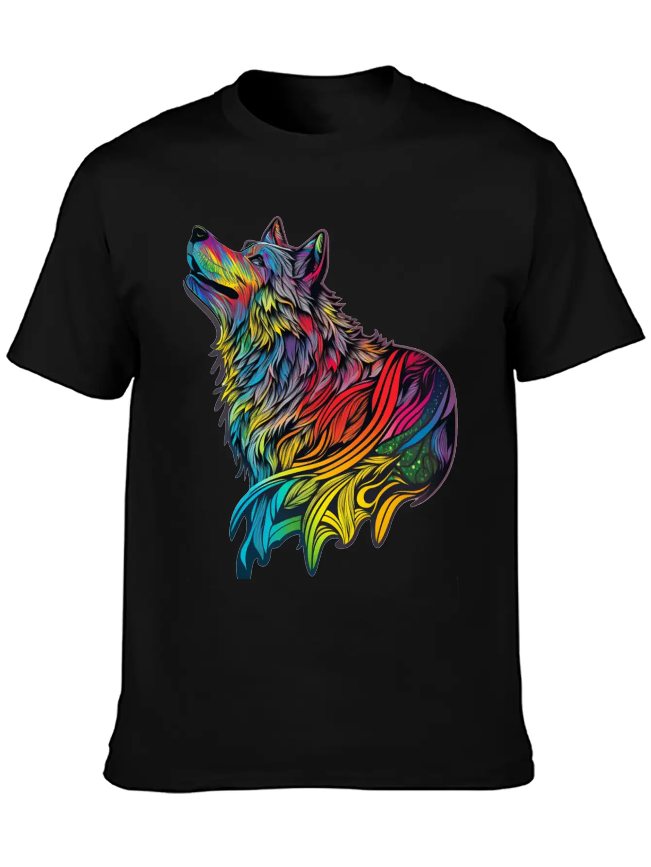 Wolf Rainbow Unisex Casual T-Shirt – Clean Design For Daily Comfort