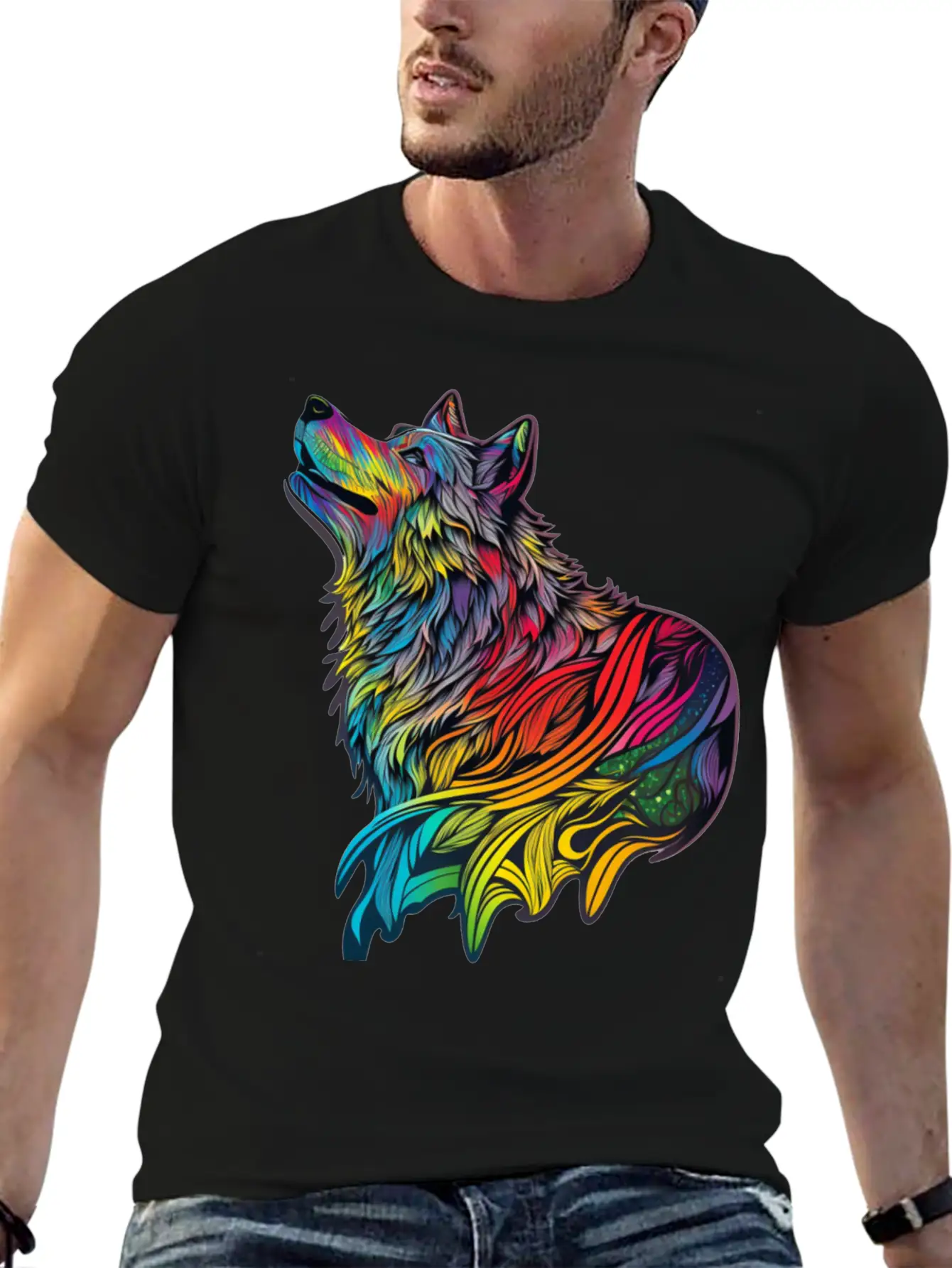 Wolf Rainbow Unisex Casual T-Shirt – Clean Design For Daily Comfort