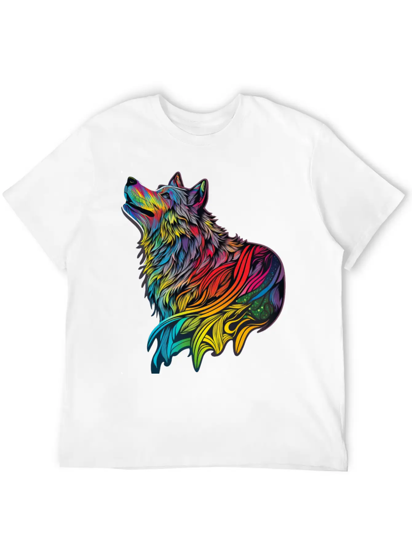 Wolf Rainbow Unisex Casual T-Shirt – Clean Design For Daily Comfort