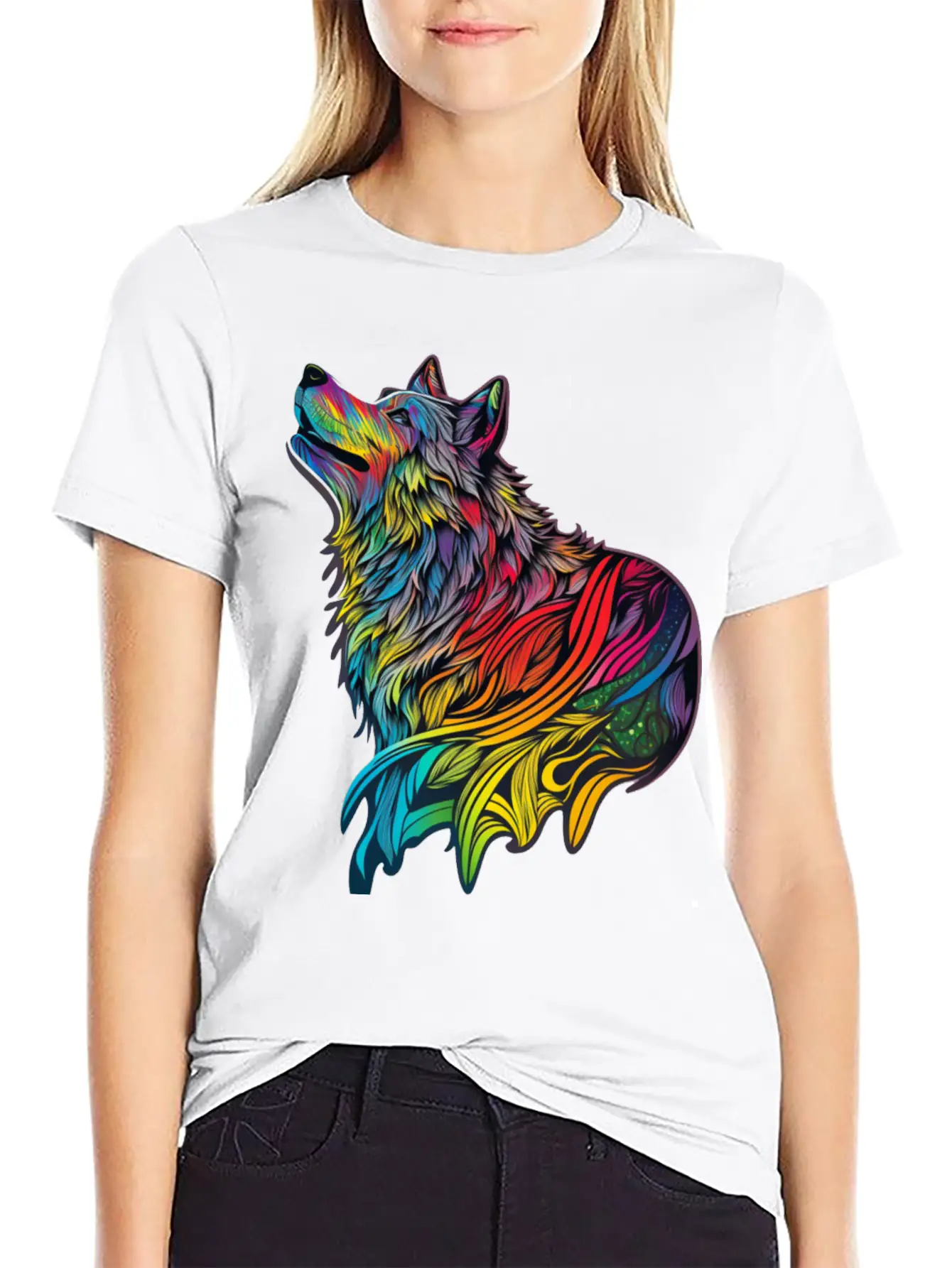 Wolf Rainbow Unisex Casual T-Shirt – Clean Design For Daily Comfort