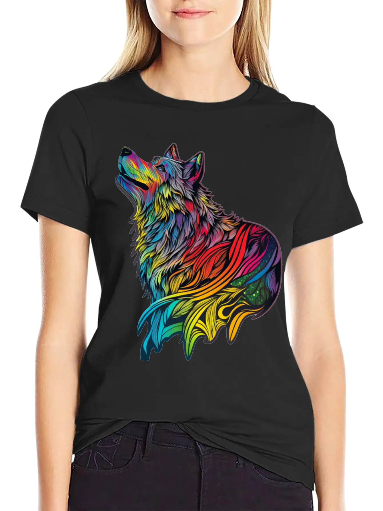 Wolf Rainbow Unisex Casual T-Shirt – Clean Design For Daily Comfort