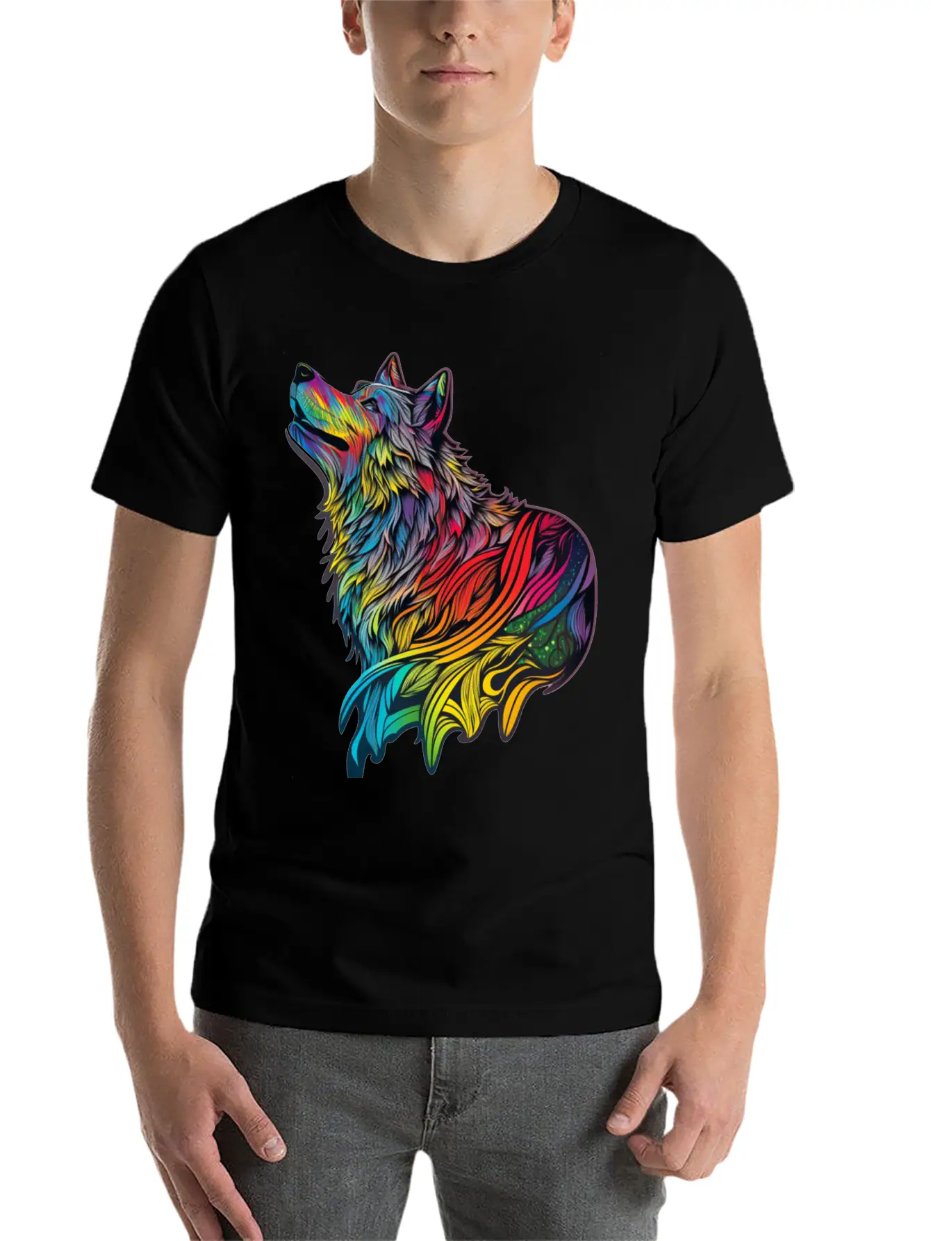 Wolf Rainbow Unisex Casual T-Shirt – Clean Design For Daily Comfort