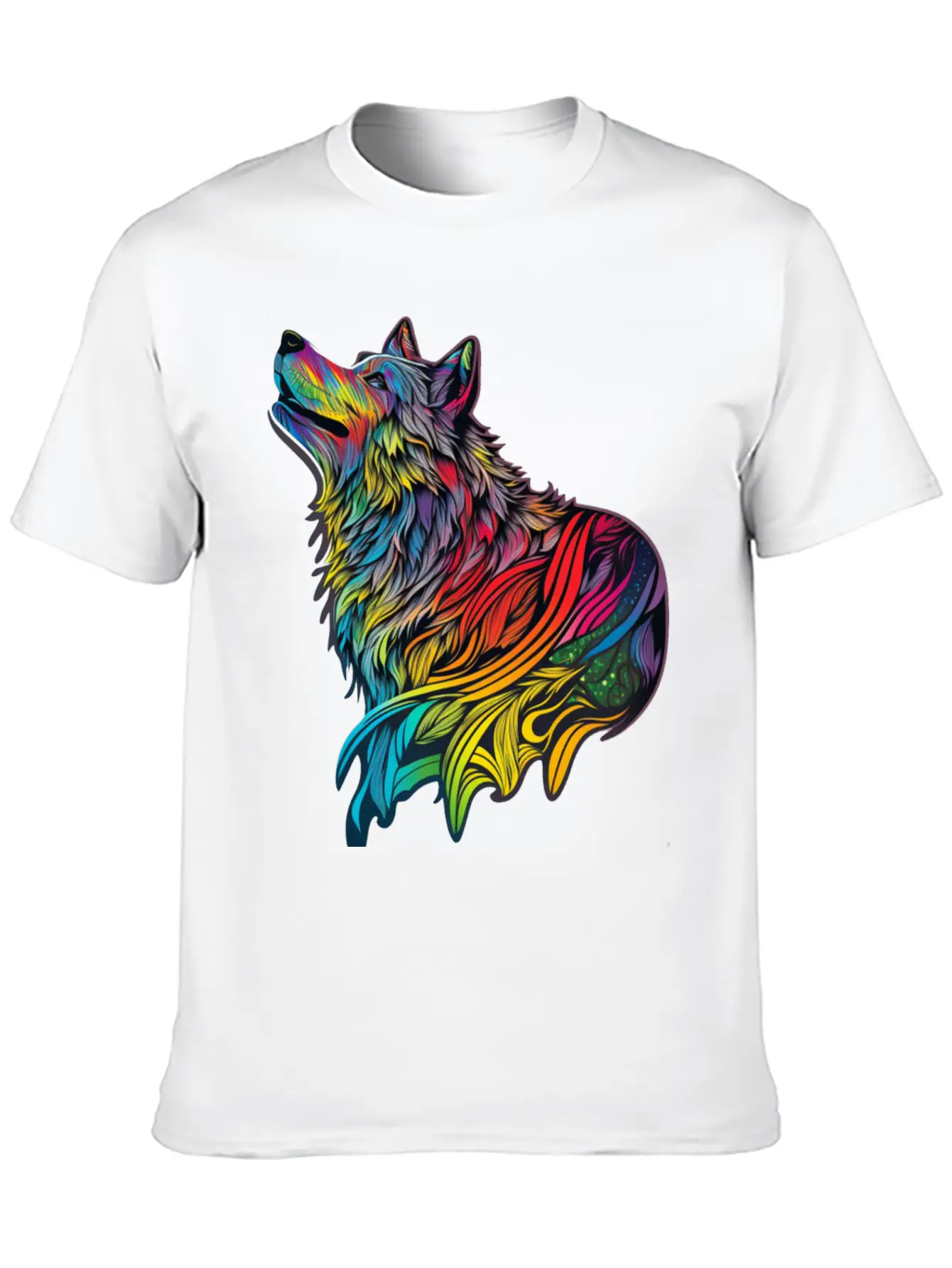 Wolf Rainbow Unisex Casual T-Shirt – Clean Design For Daily Comfort