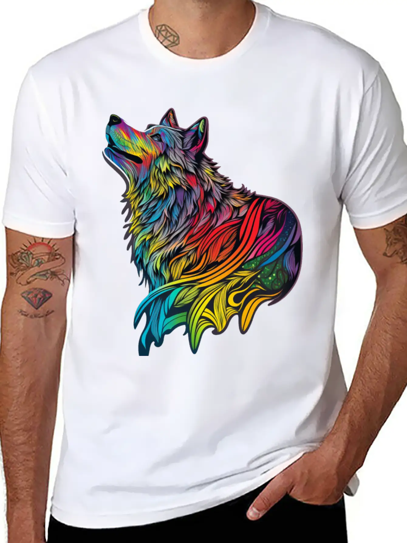 Wolf Rainbow Unisex Casual T-Shirt – Clean Design For Daily Comfort