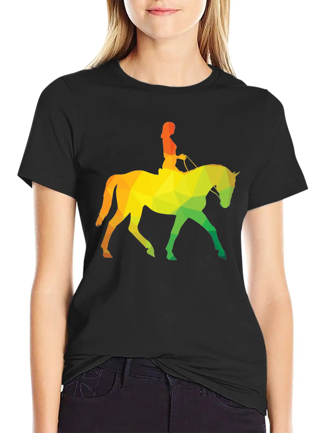 Woman Riding A Horse Unisex Casual T-Shirt – Clean Design For Daily Comfort