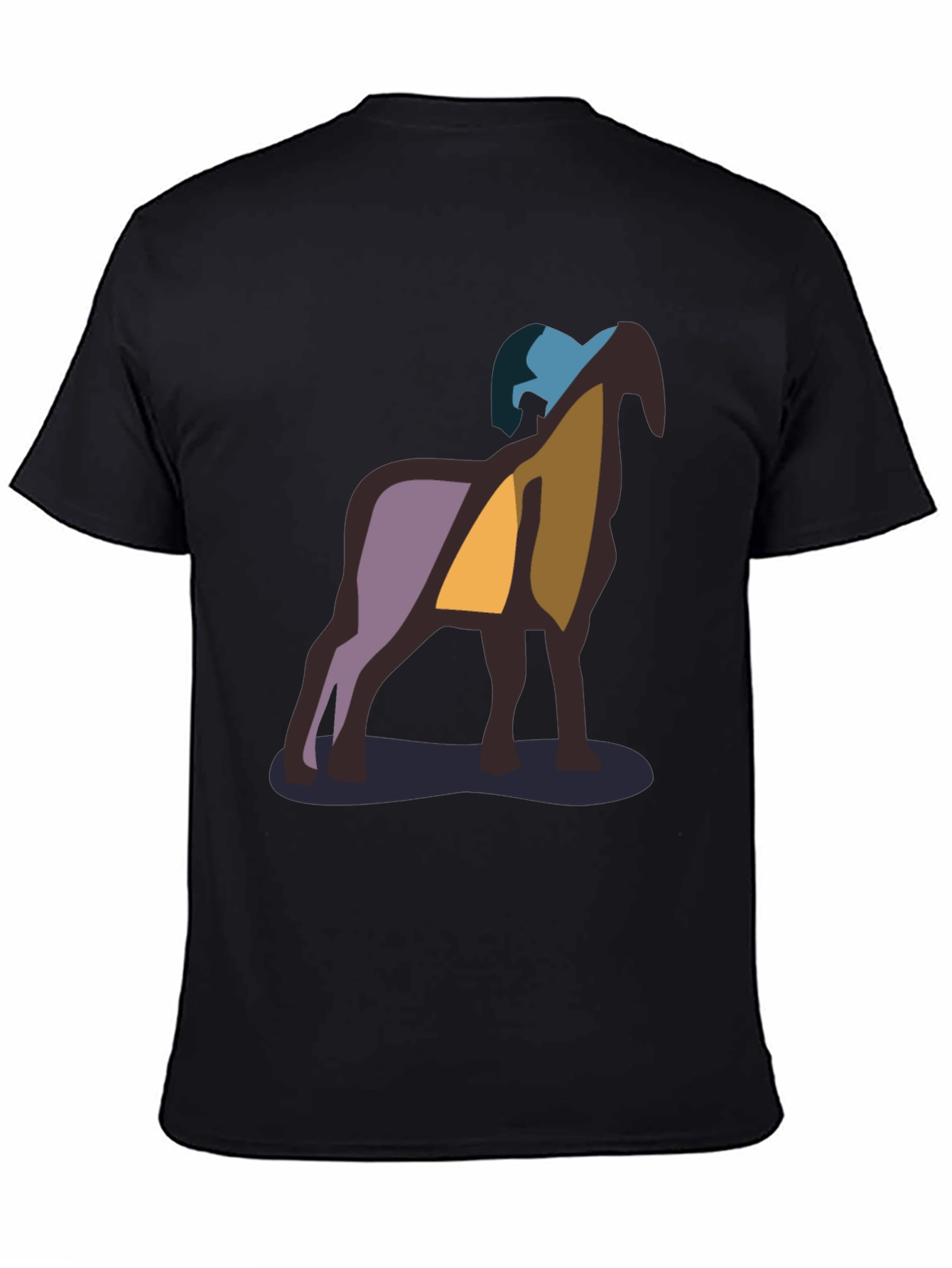 Abstract Ram Graphic Black T-Shirt