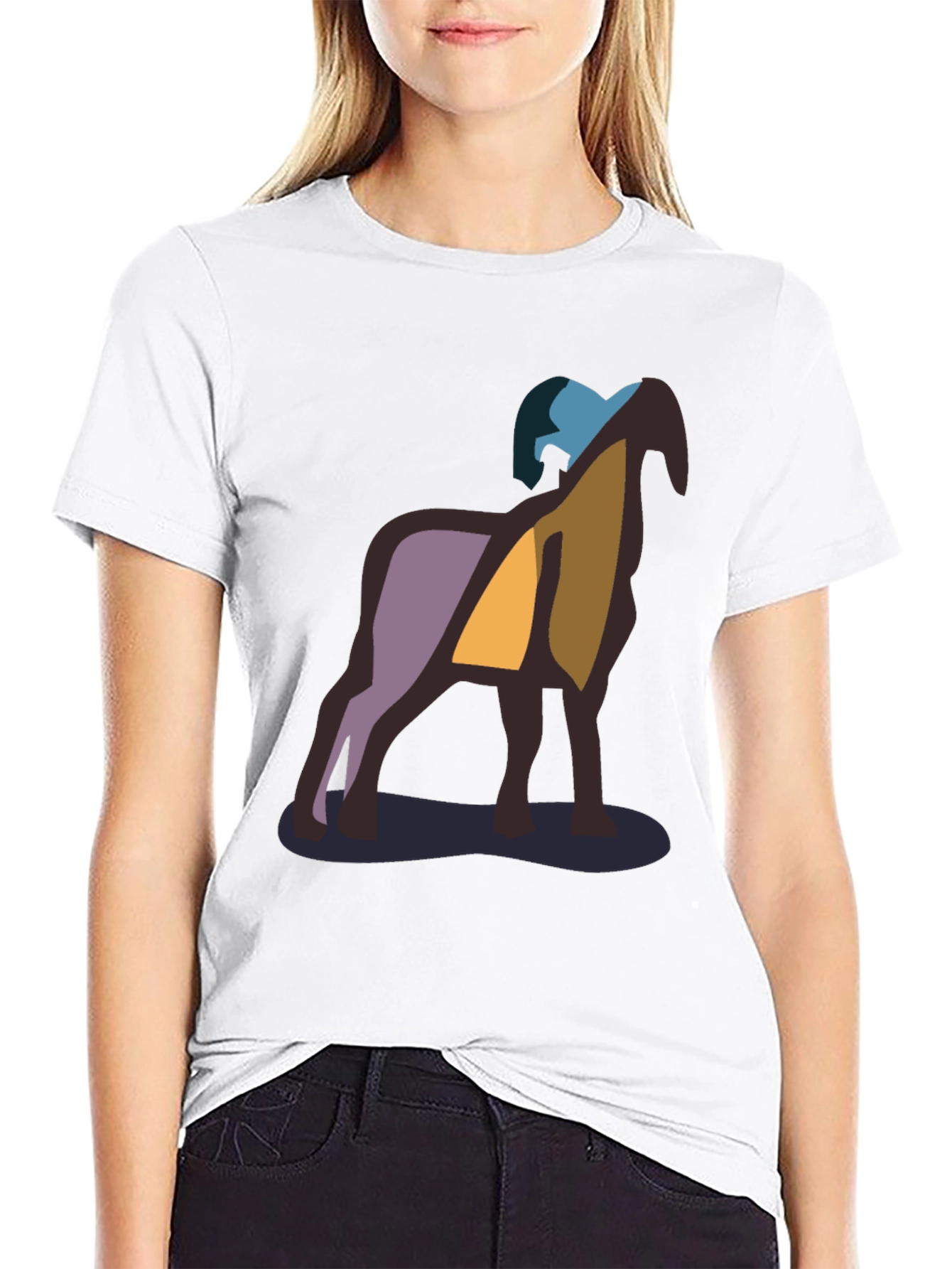 Abstract Ram Graphic Black T-Shirt