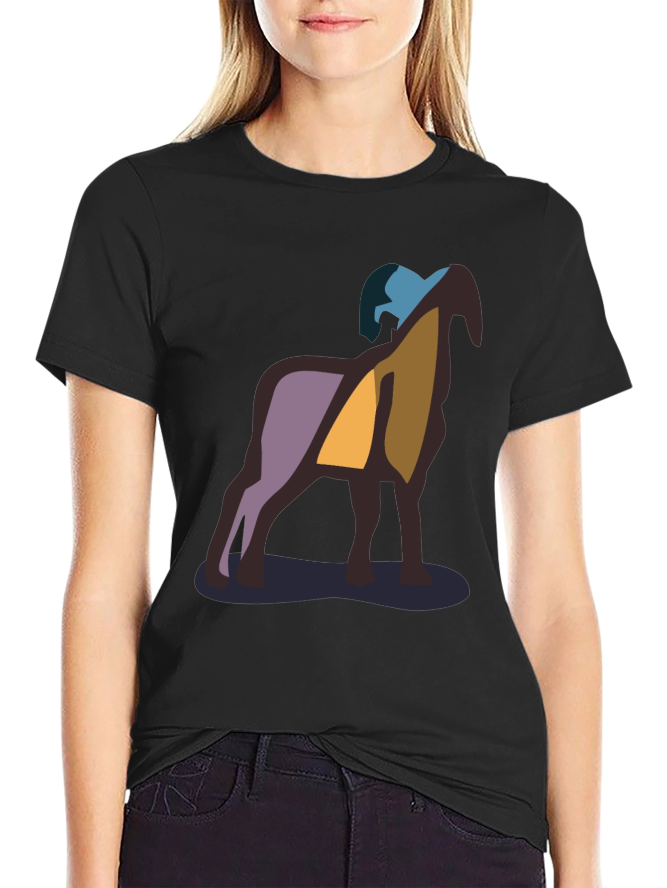 Abstract Ram Graphic Black T-Shirt