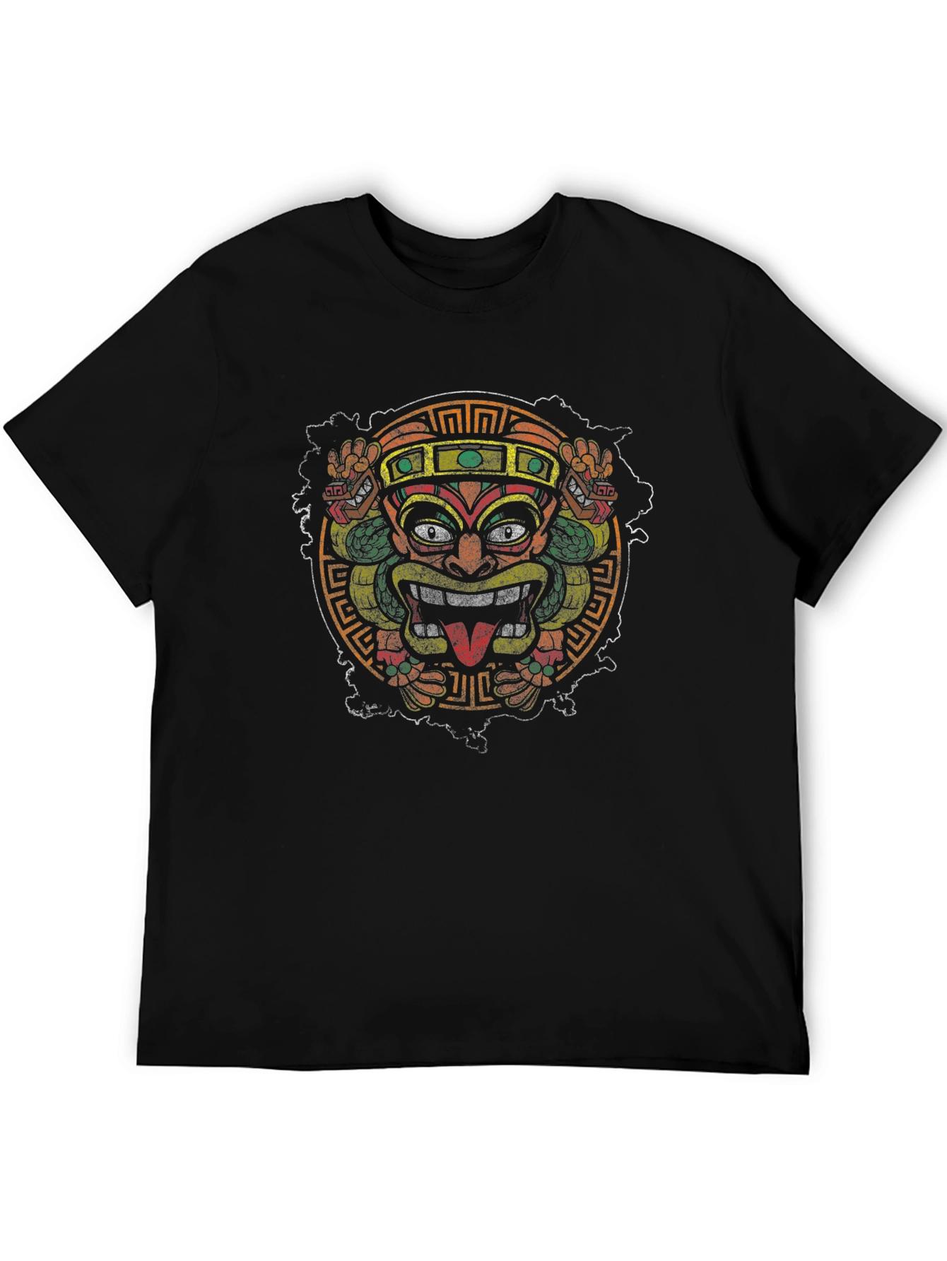 Aztec Mask Graphic Black T-Shirt