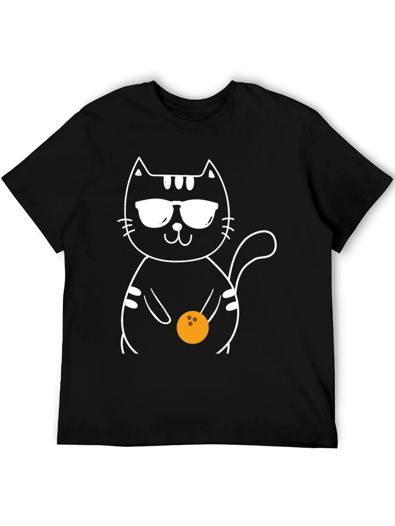 Cool Cat Bowling T-Shirt - Black Graphic Tee