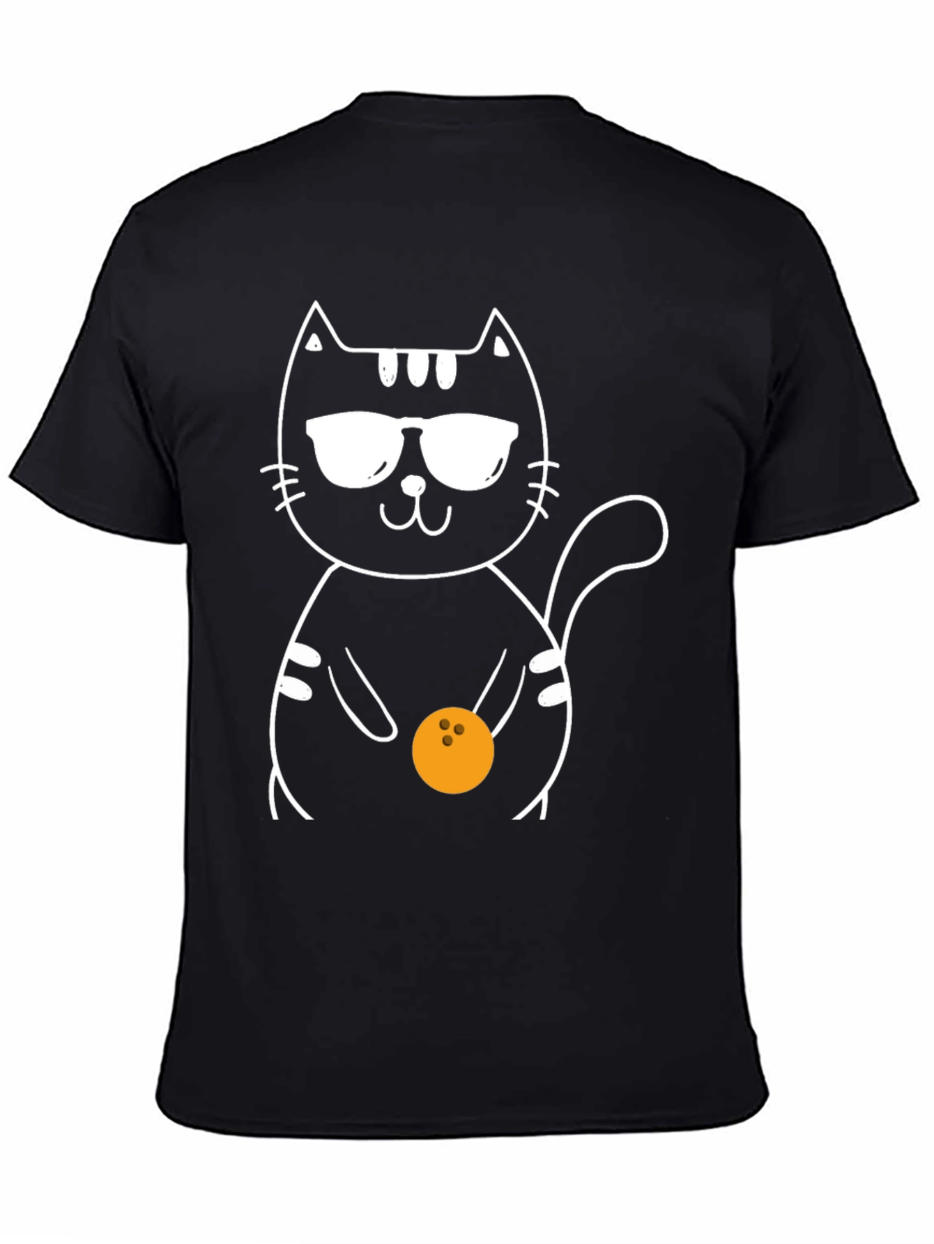 Cool Cat Bowling T-Shirt - Black Graphic Tee