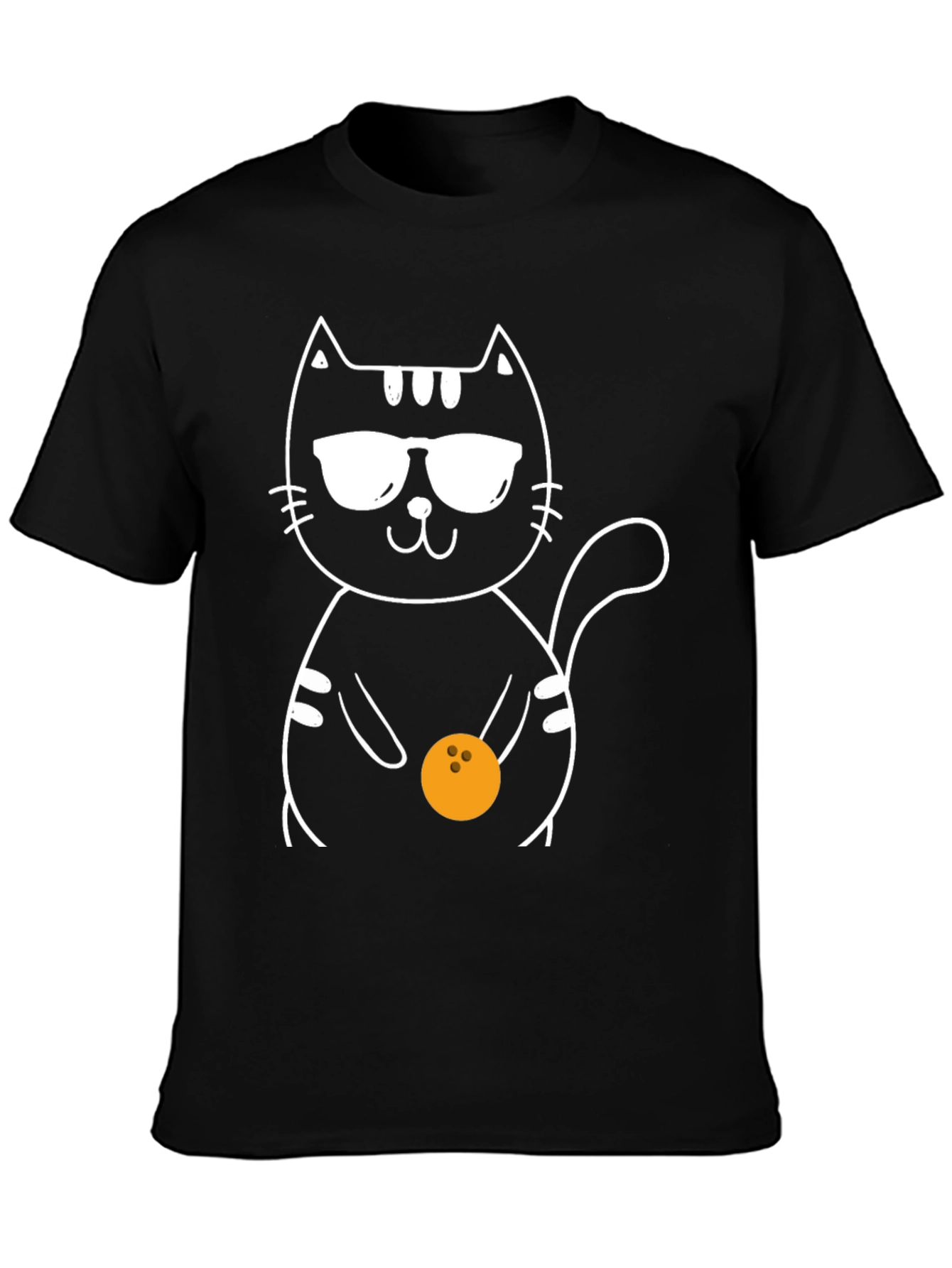Cool Cat Bowling T-Shirt - Black Graphic Tee