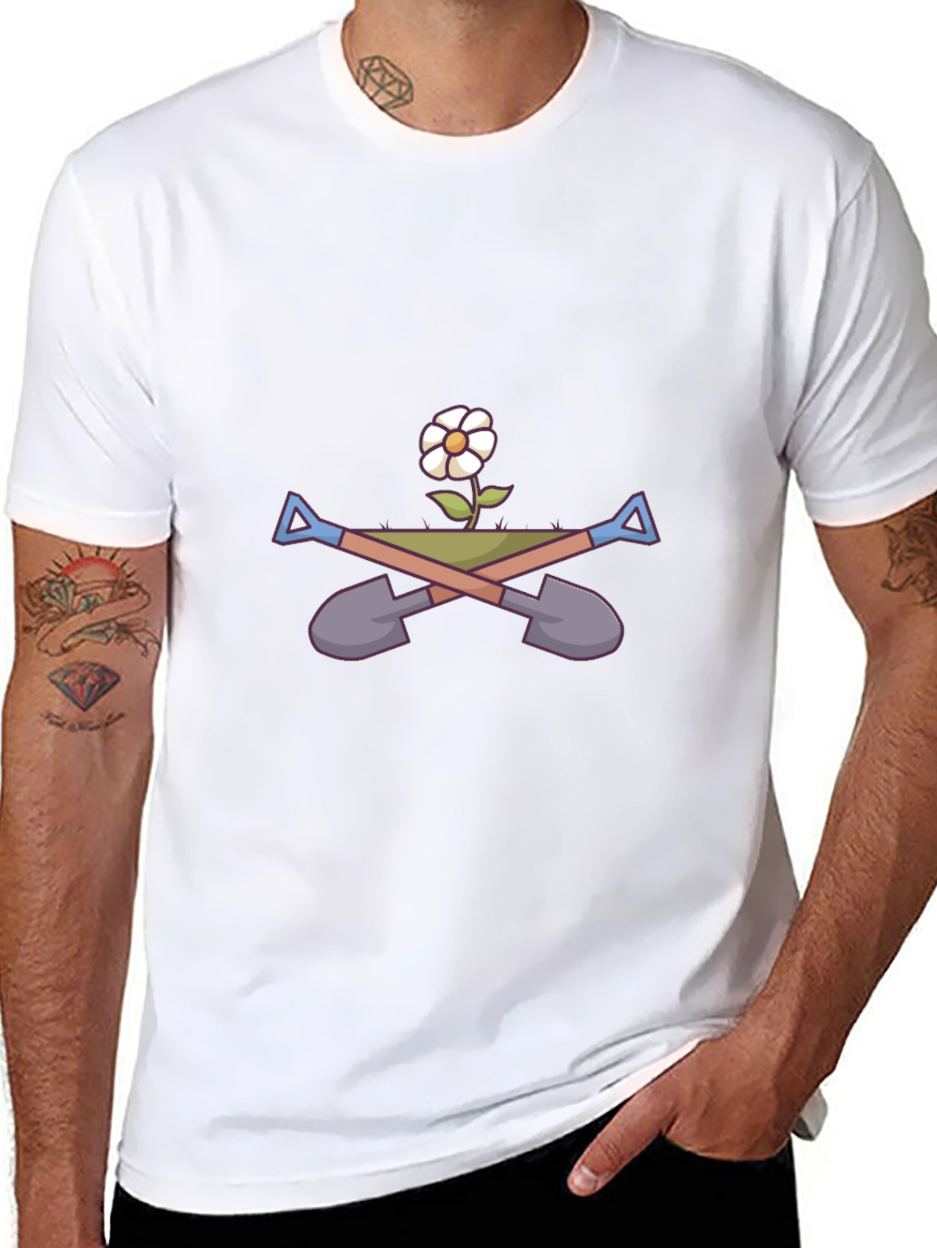 Gardener T-Shirt - Flower & Shovel Graphic Tee