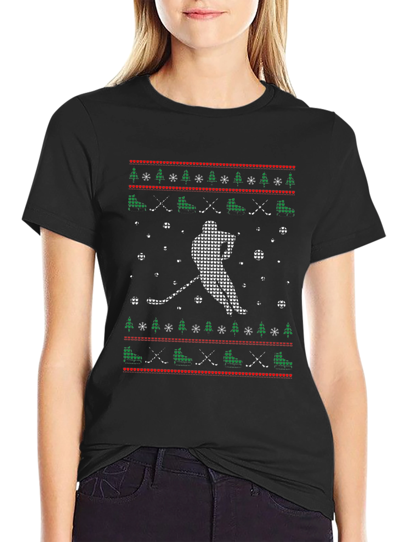 Ugly Christmas Hockey Player T-Shirt