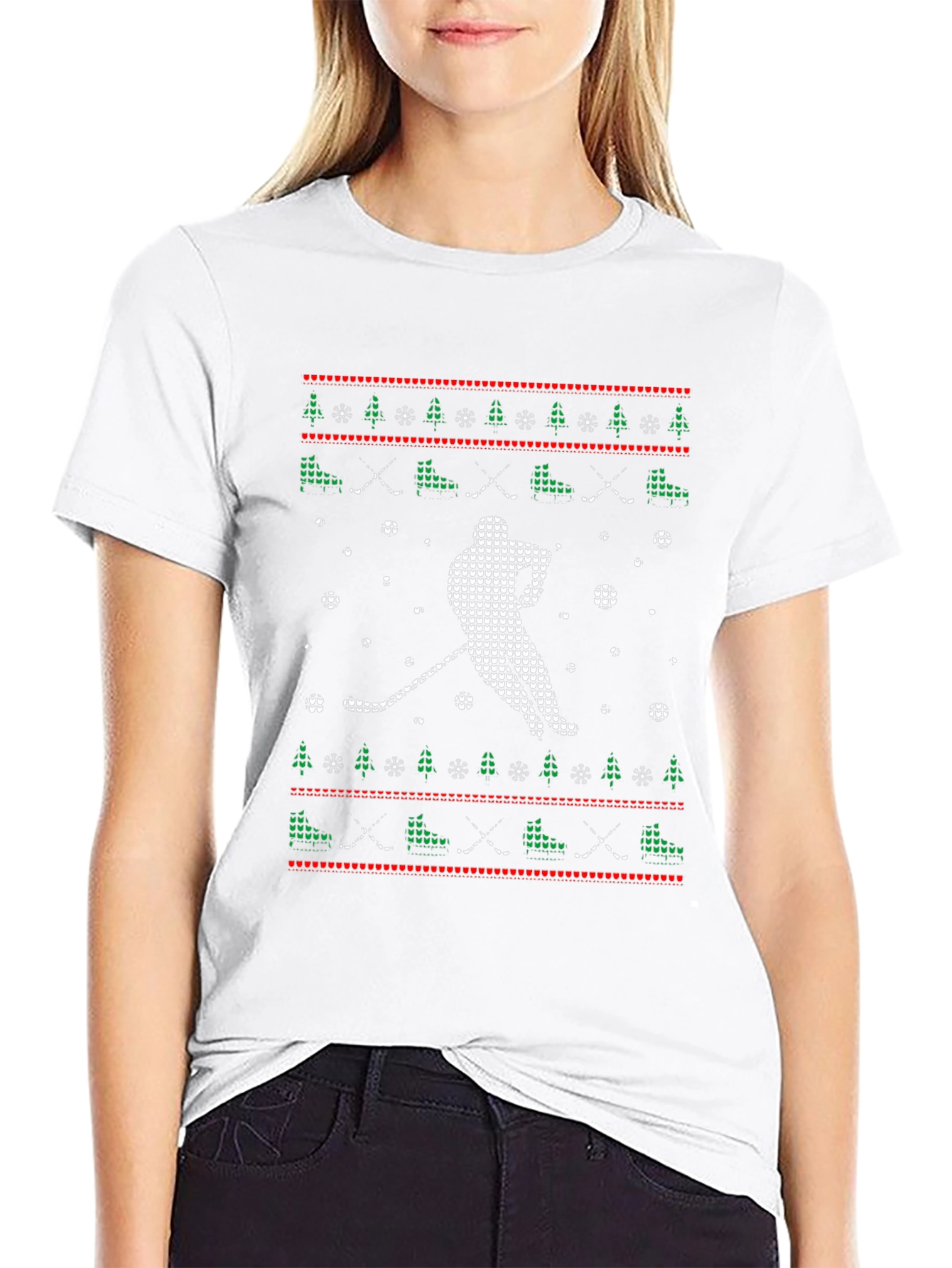 Ugly Christmas Hockey Player T-Shirt