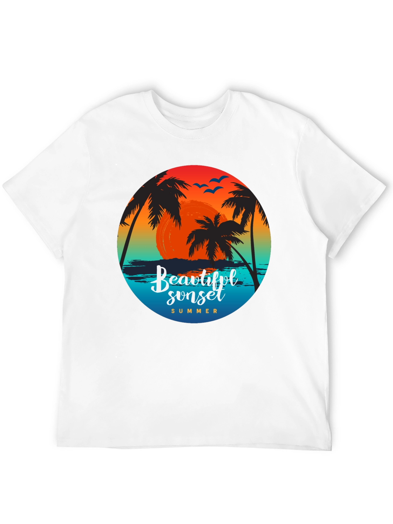Beautiful Sunset Palm Tree Graphic T-Shirt