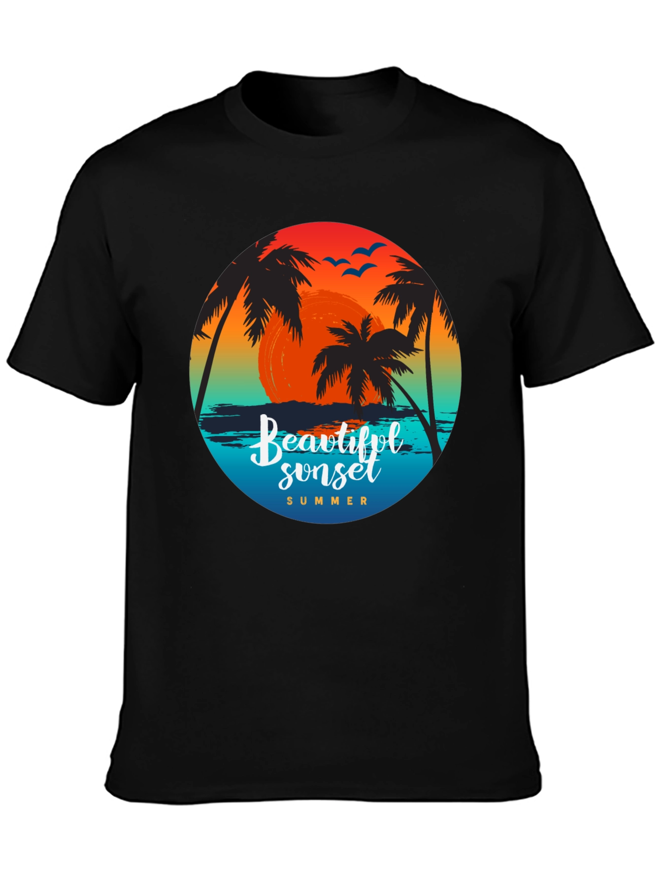 Beautiful Sunset Palm Tree Graphic T-Shirt