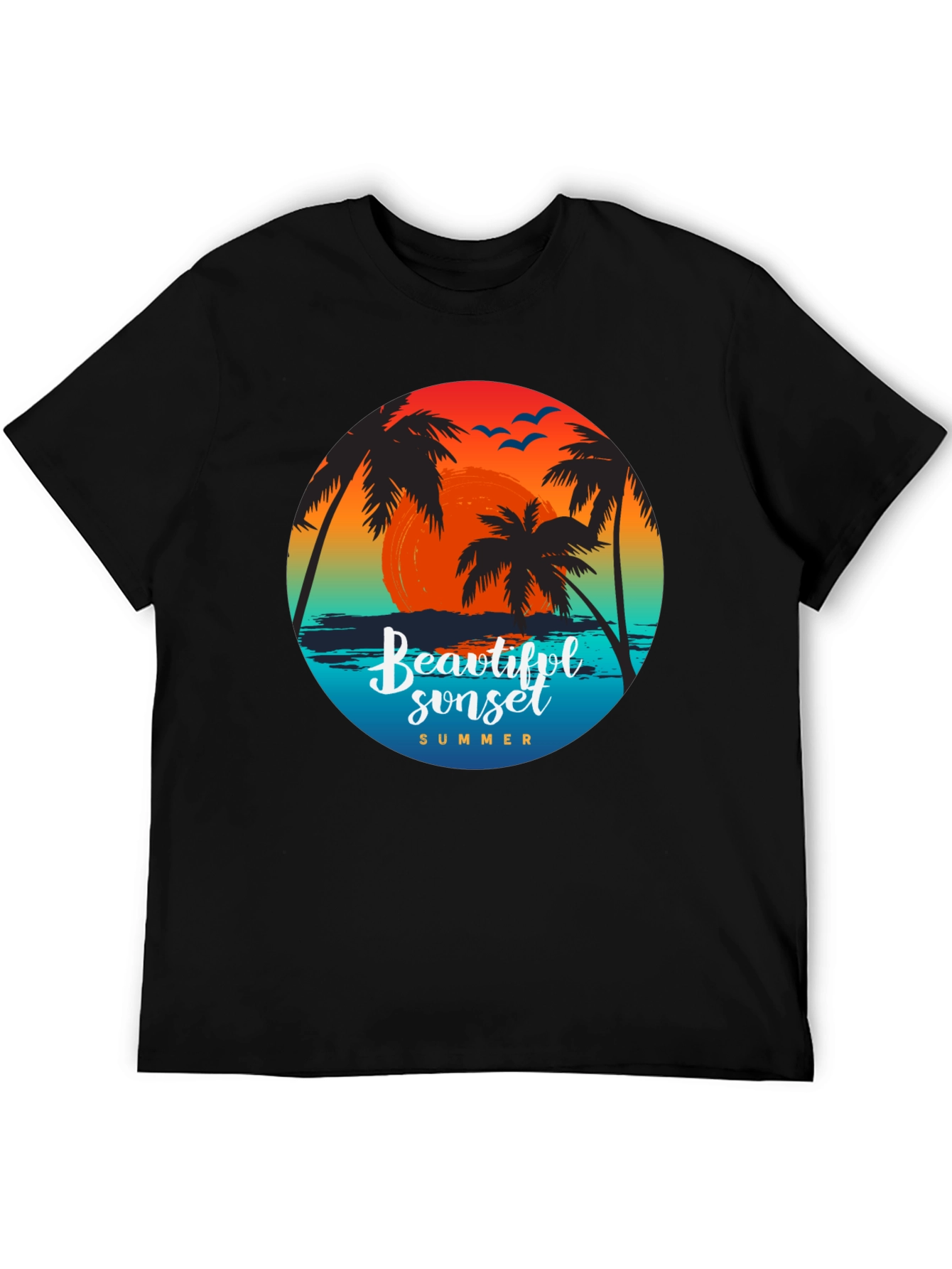 Beautiful Sunset Palm Tree Graphic T-Shirt