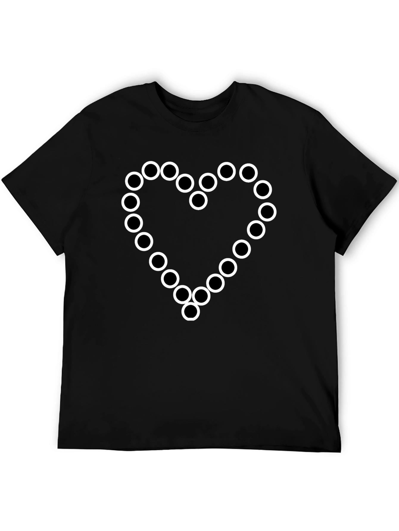 Geometric Heart Graphic Tee - Black Cotton