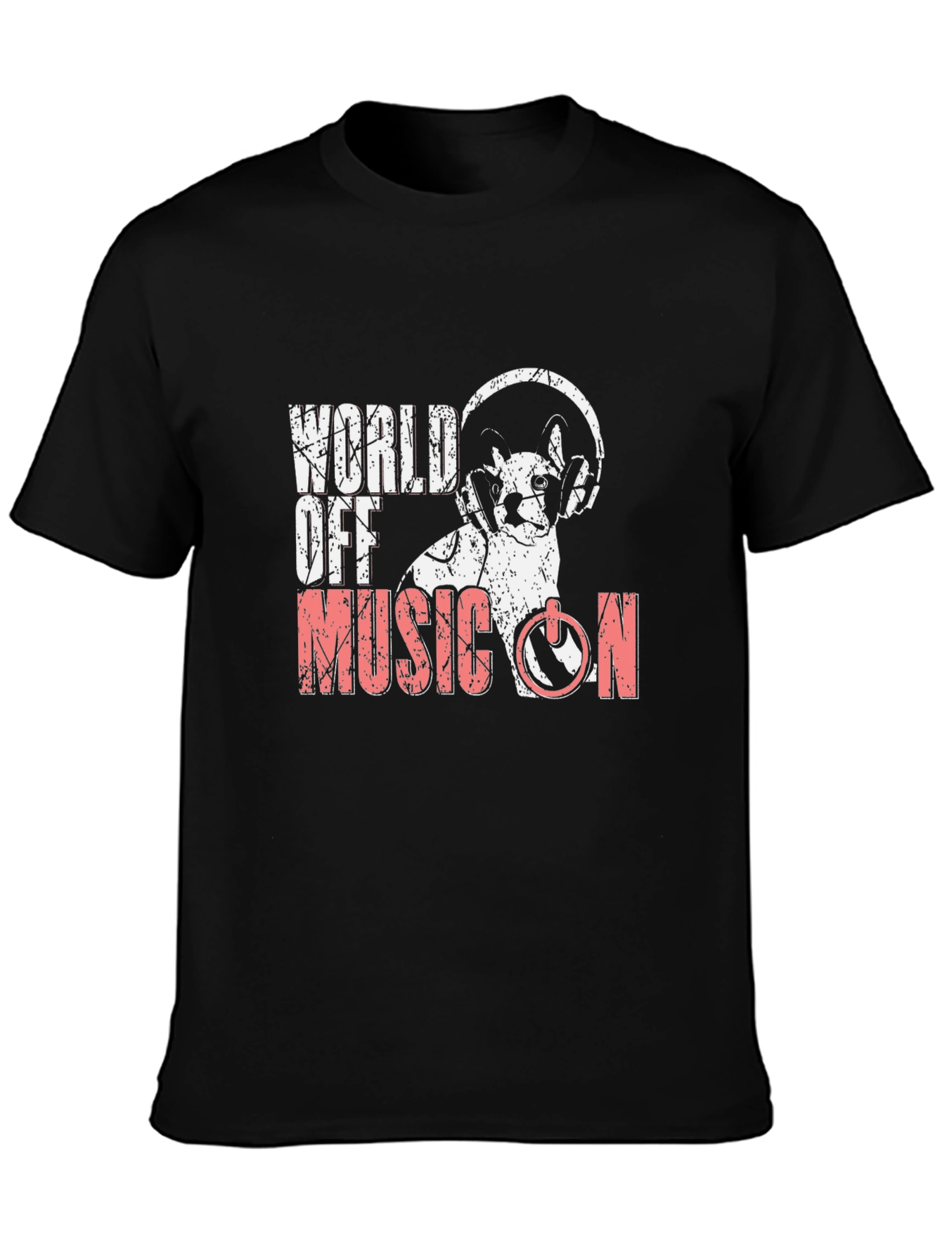 Music On T-Shirt - DJ Cat Headphones