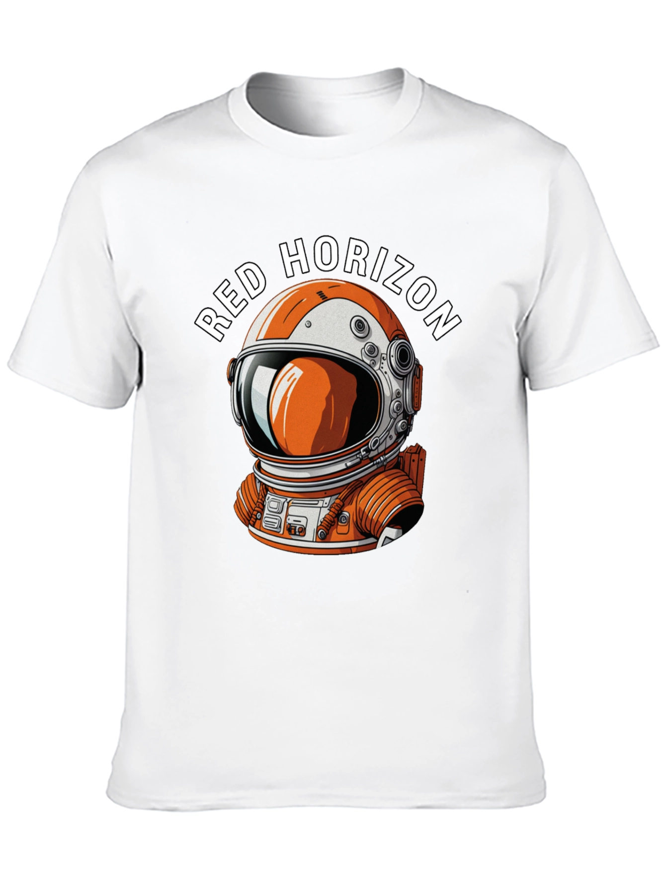 Red Horizon Astronaut Graphic Black T-Shirt