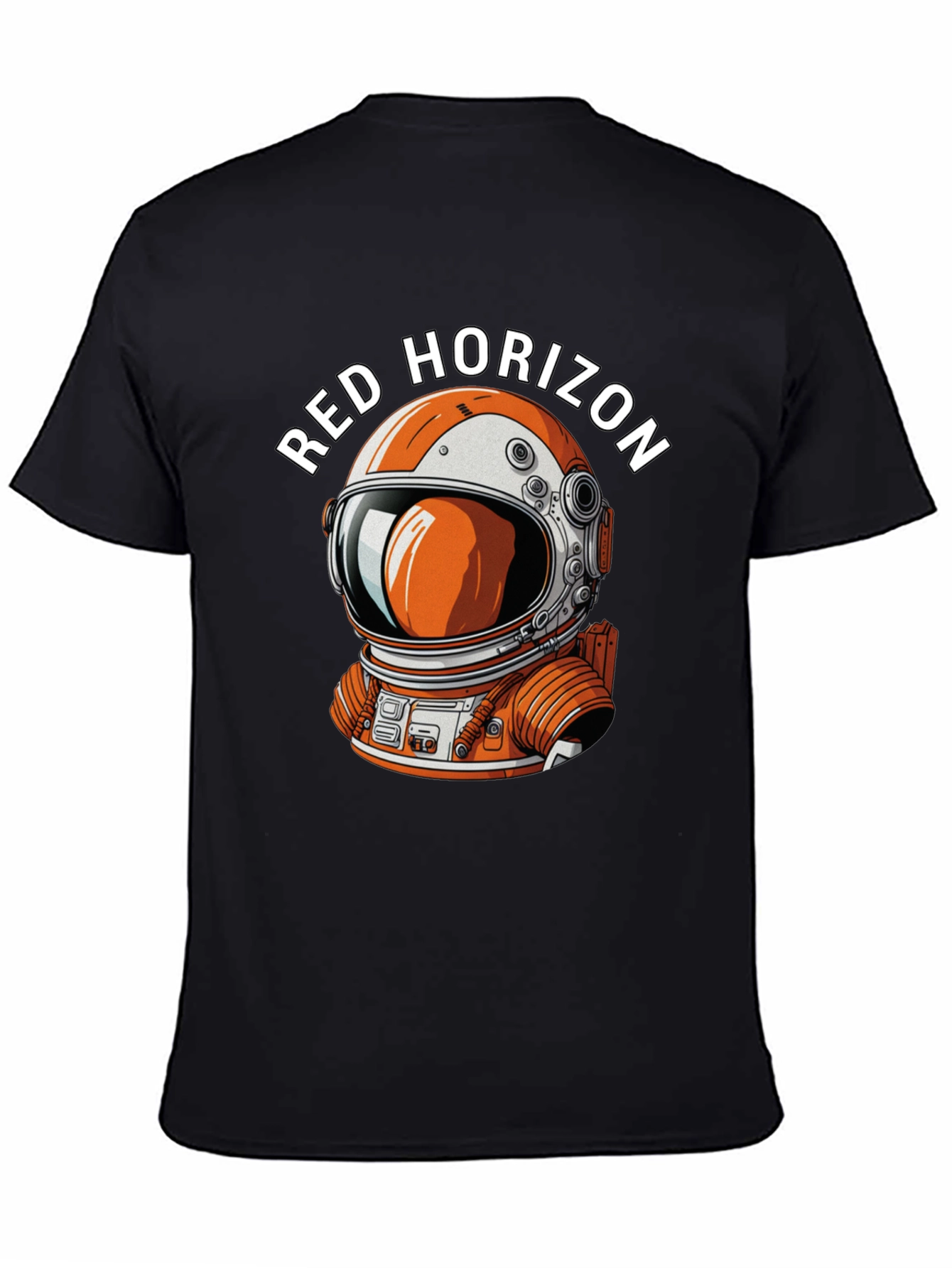Red Horizon Astronaut Graphic Black T-Shirt
