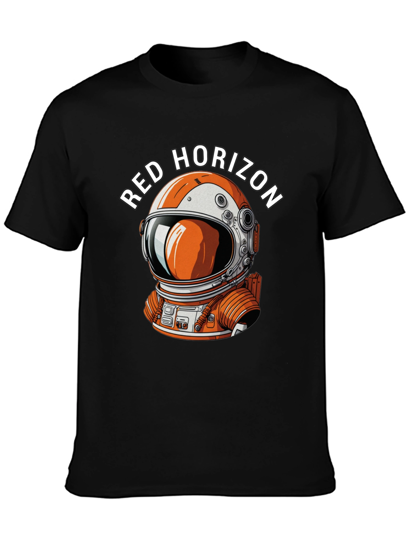 Red Horizon Astronaut Graphic Black T-Shirt