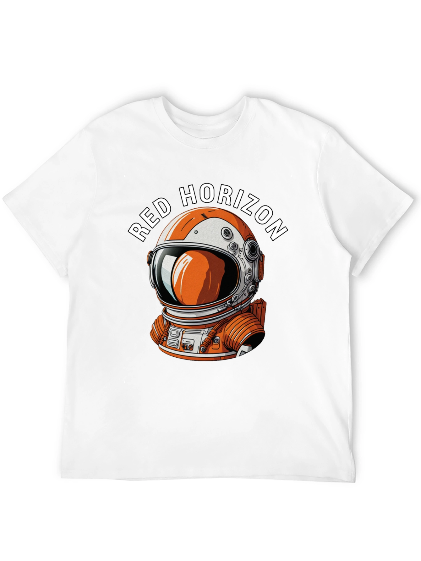 Red Horizon Astronaut Graphic Black T-Shirt