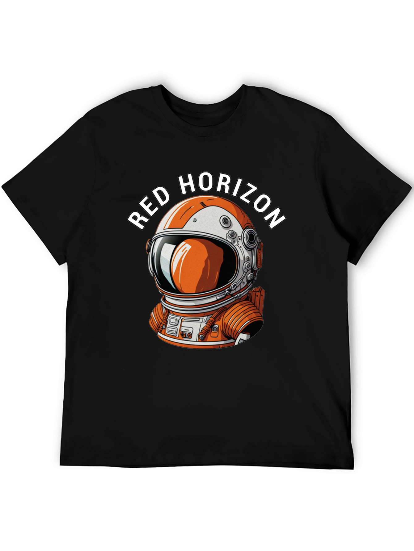 Red Horizon Astronaut Graphic Black T-Shirt