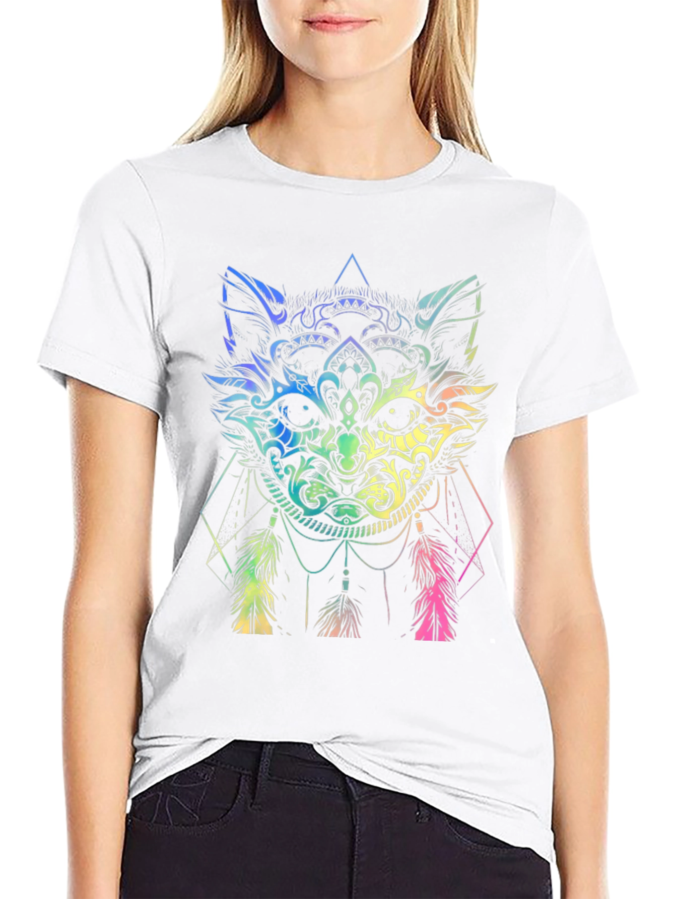 Rainbow Cat Dreamcatcher Graphic T-Shirt