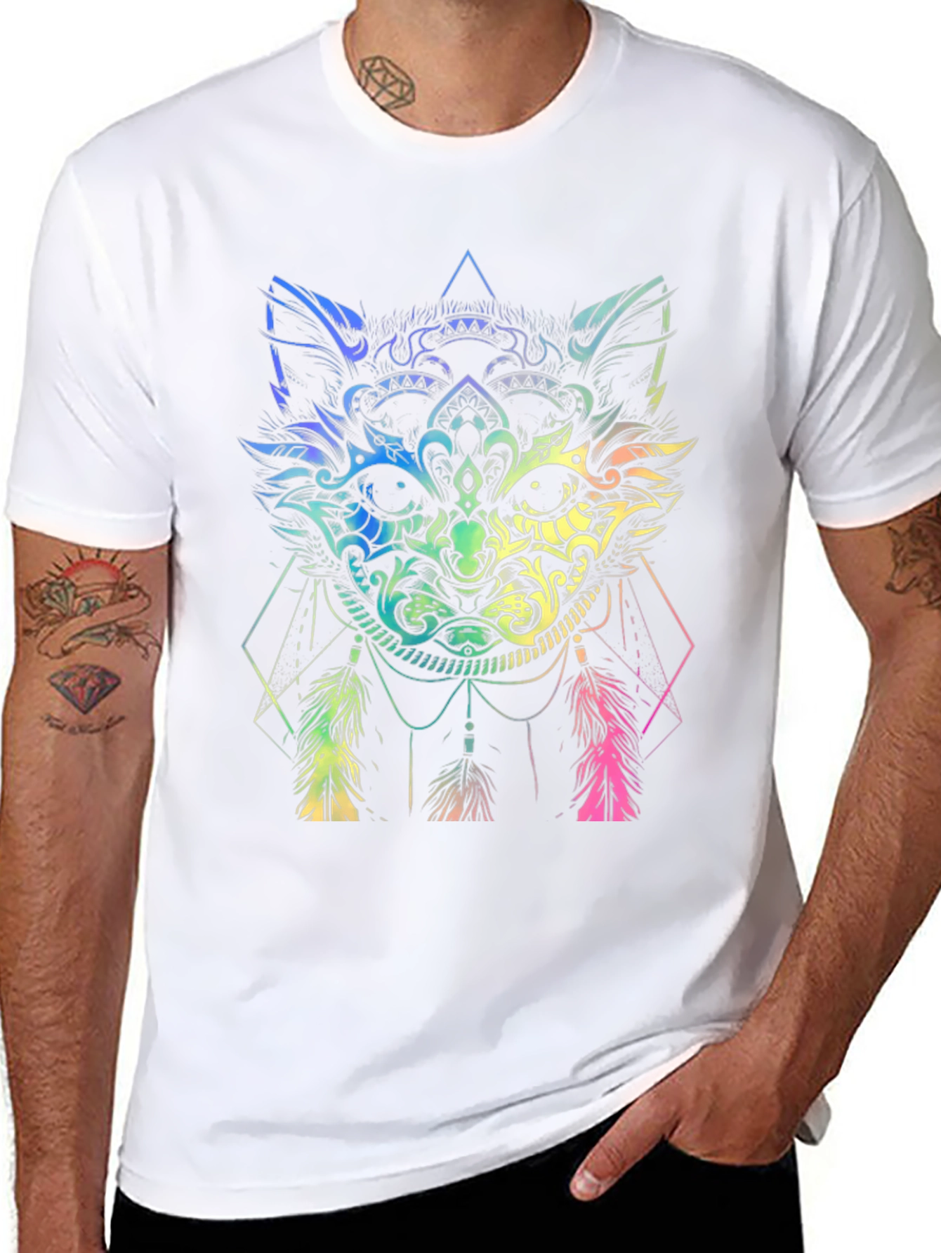 Rainbow Cat Dreamcatcher Graphic T-Shirt