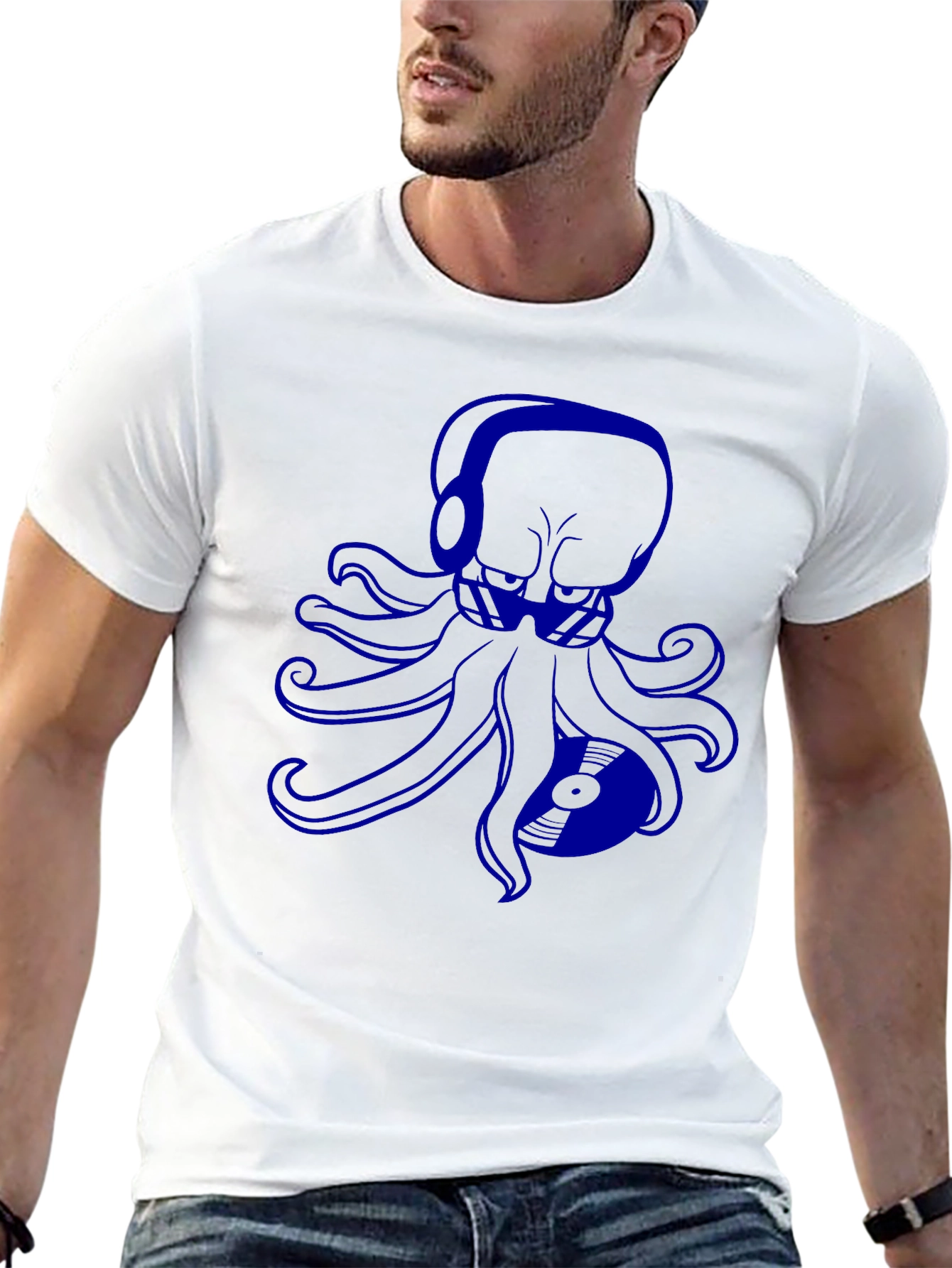 Octopus DJ Graphic Tee - Black Cotton T-Shirt