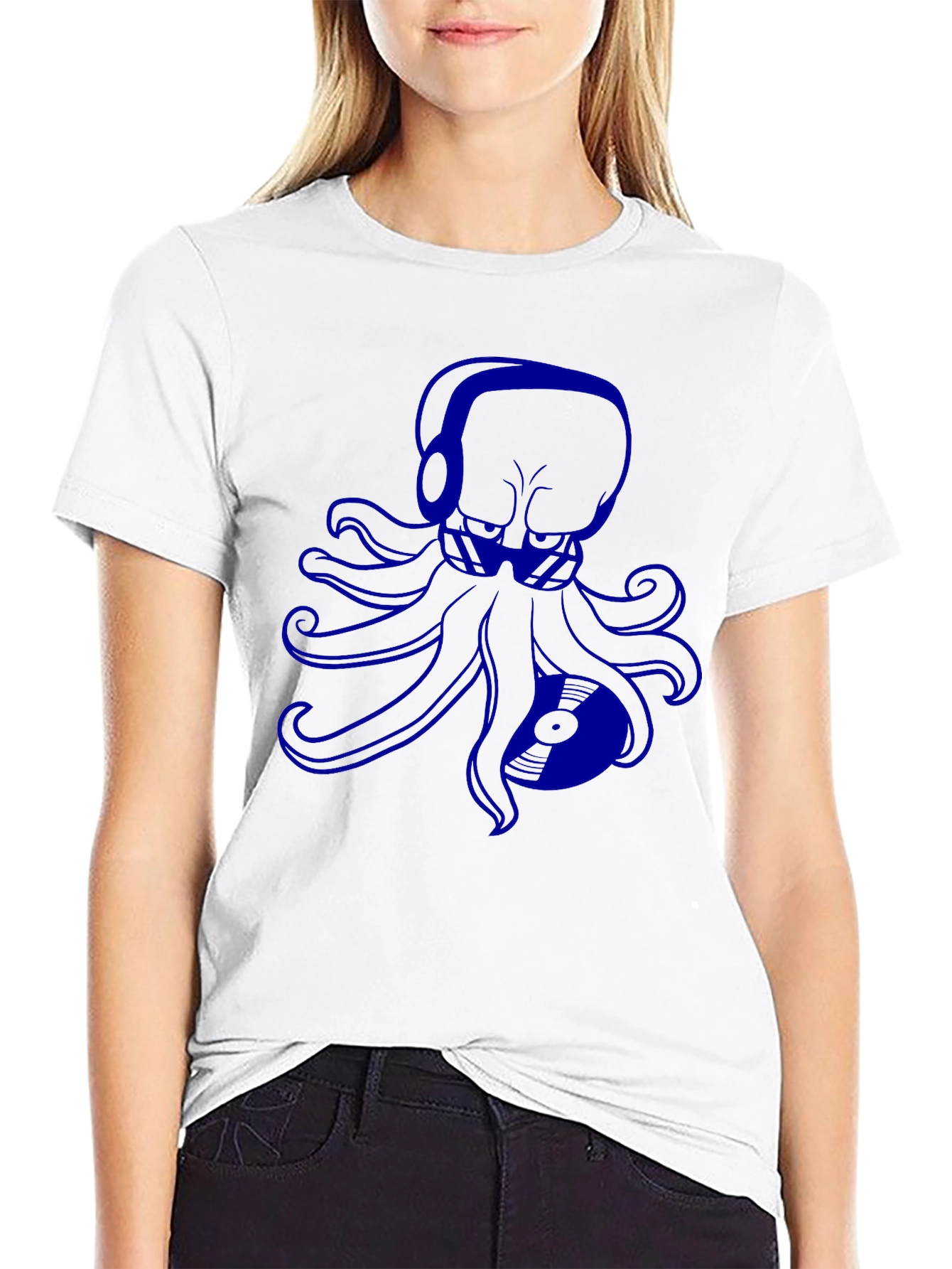 Octopus DJ Graphic Tee - Black Cotton T-Shirt