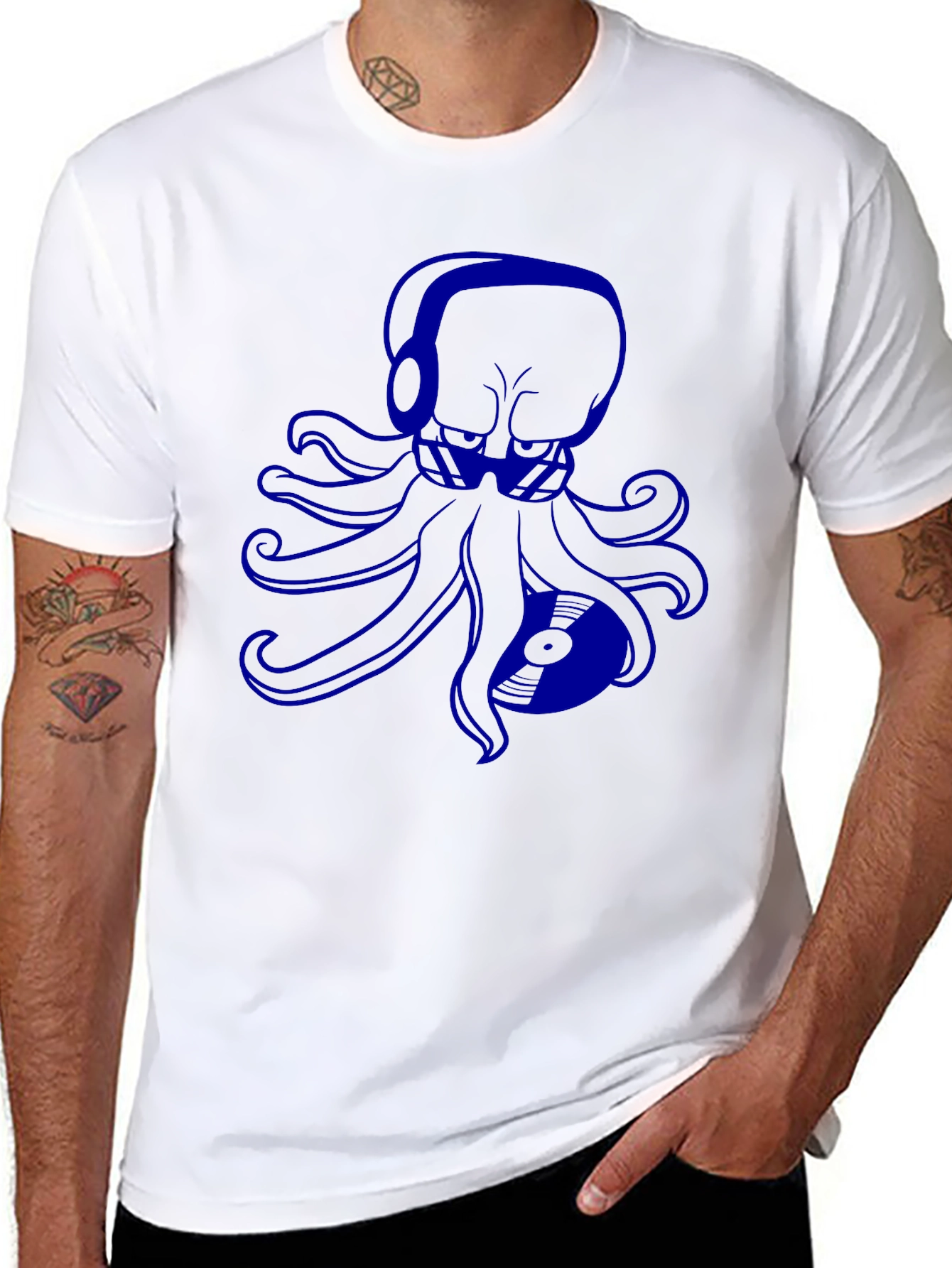Octopus DJ Graphic Tee - Black Cotton T-Shirt
