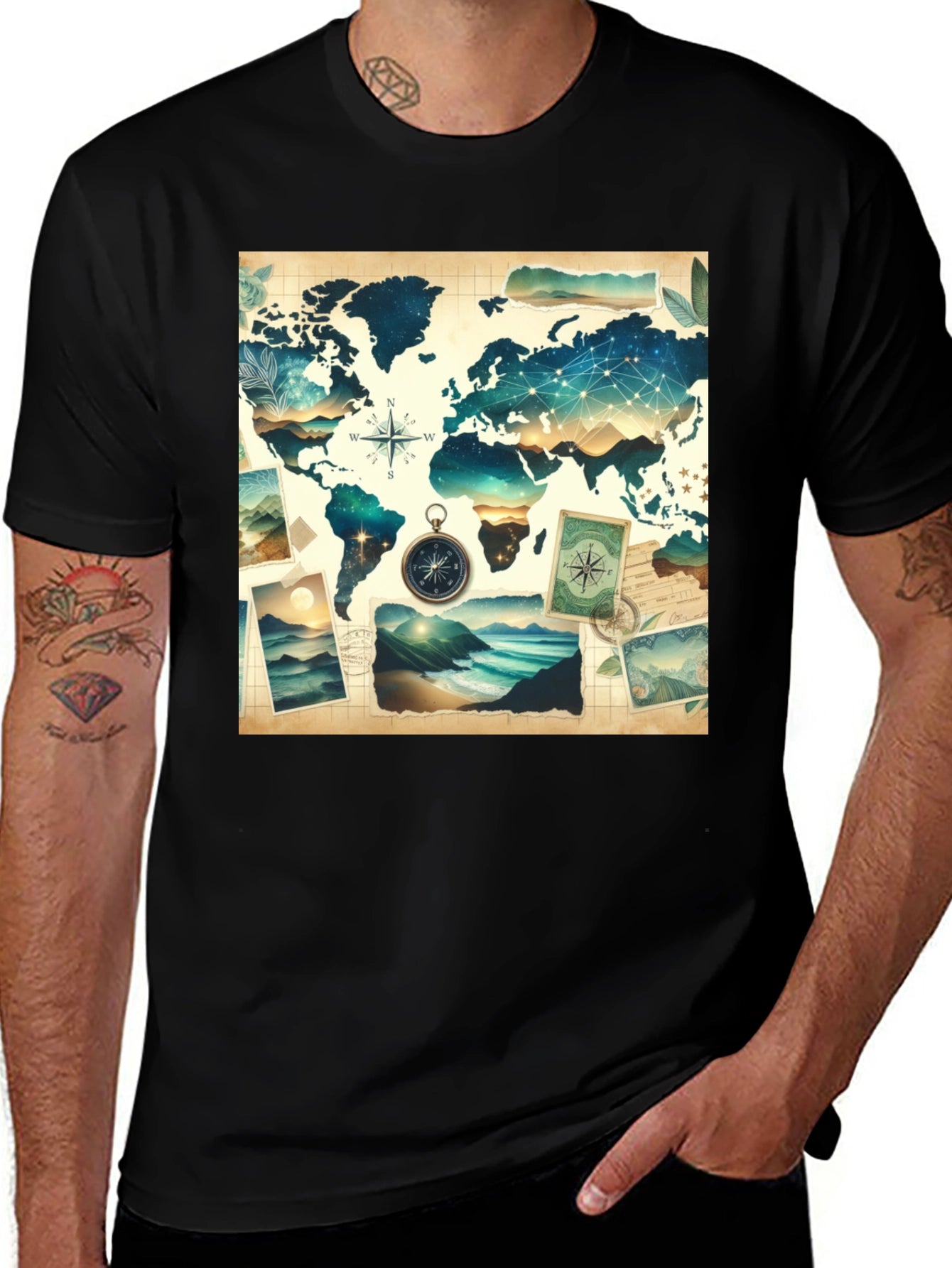 World Map Graphic Tee - Travel Adventure
