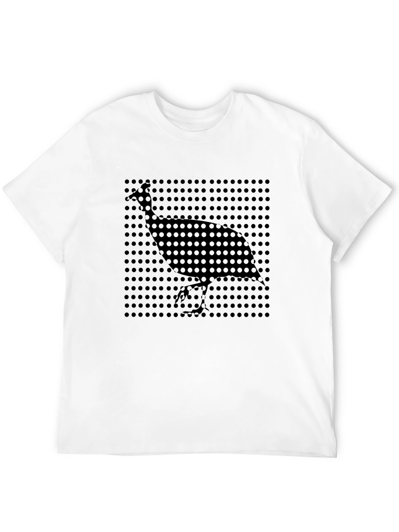 Stylish Black Graphic Tee - Guinea Fowl Design