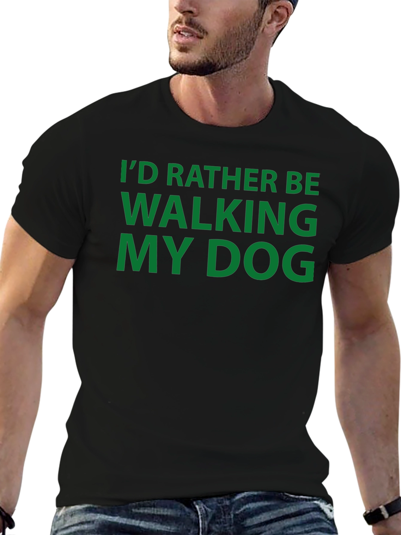 Walking My Dog T-Shirt - Comfortable Black Tee