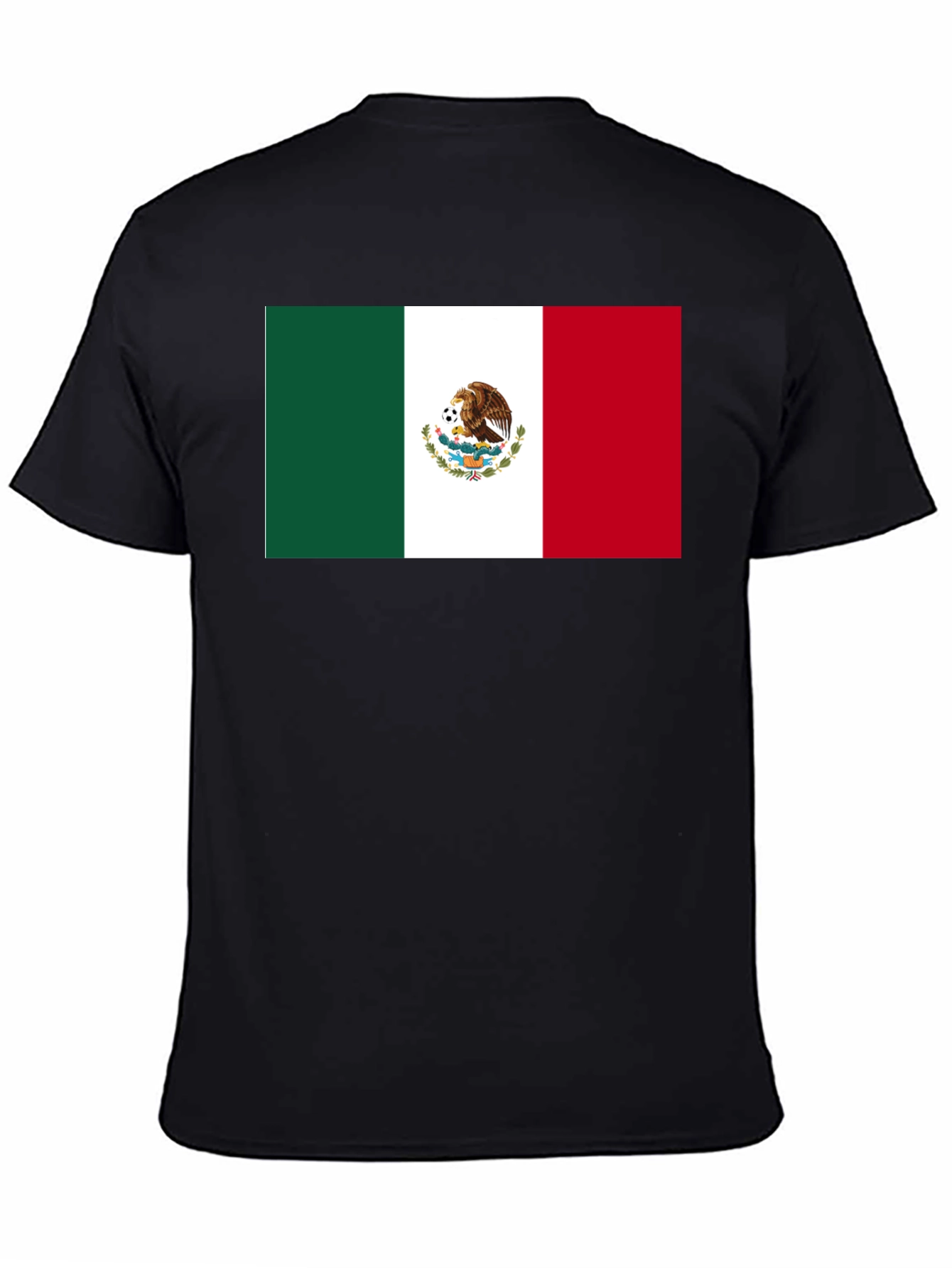Mexico Flag Graphic Tee - Black Cotton T-Shirt