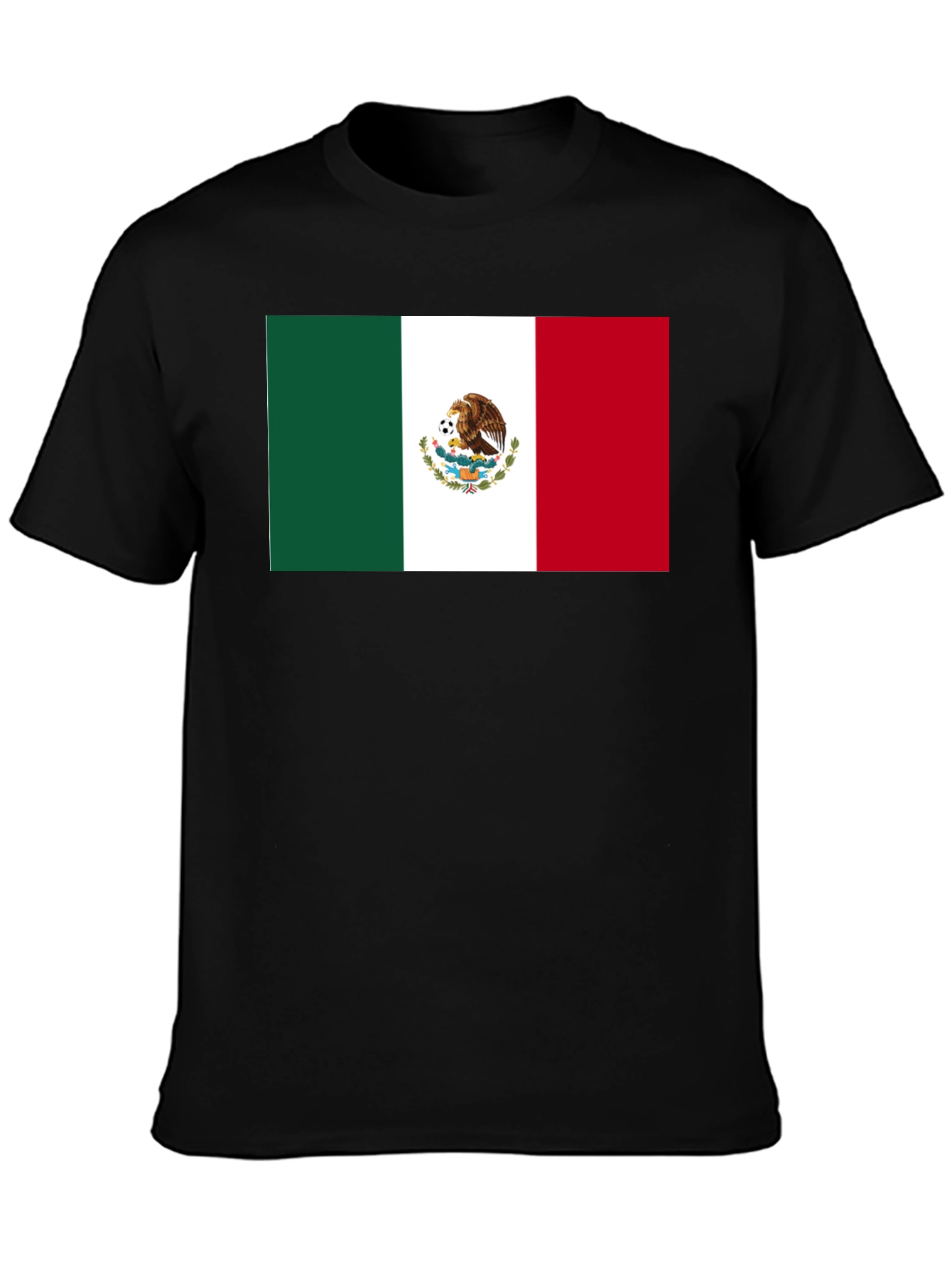 Mexico Flag Graphic Tee - Black Cotton T-Shirt