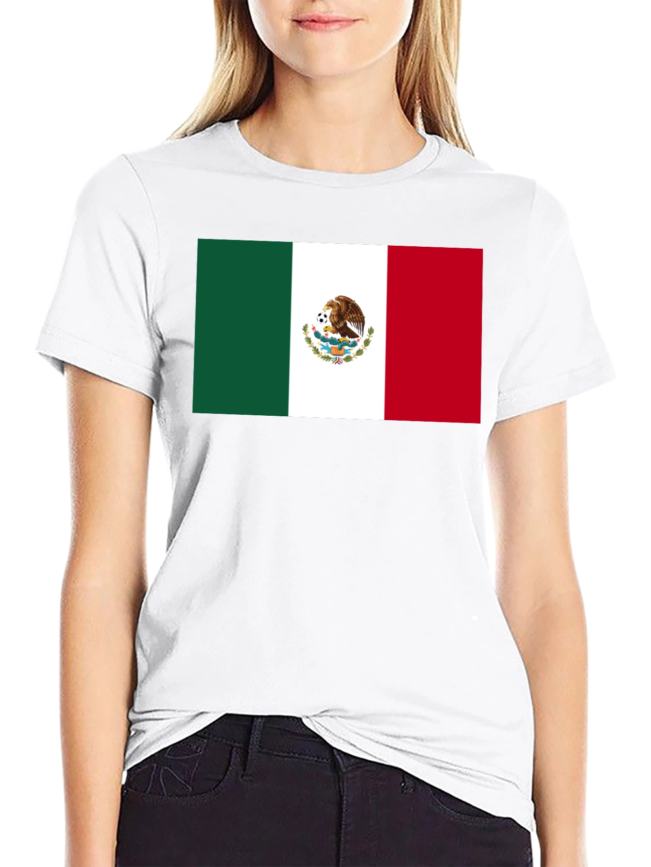 Mexico Flag Graphic Tee - Black Cotton T-Shirt