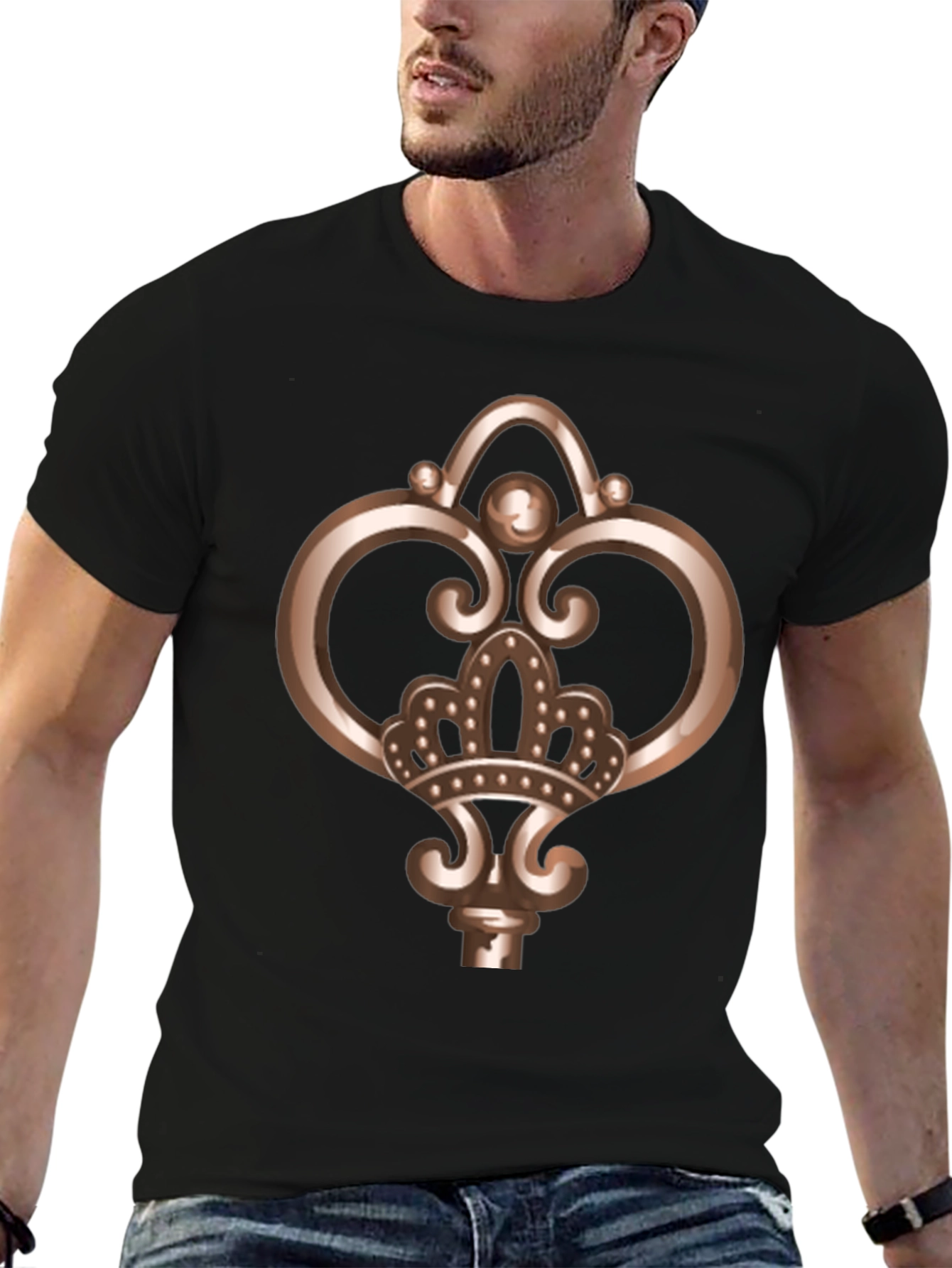 Royal Key Graphic Tee - Black Cotton Comfort
