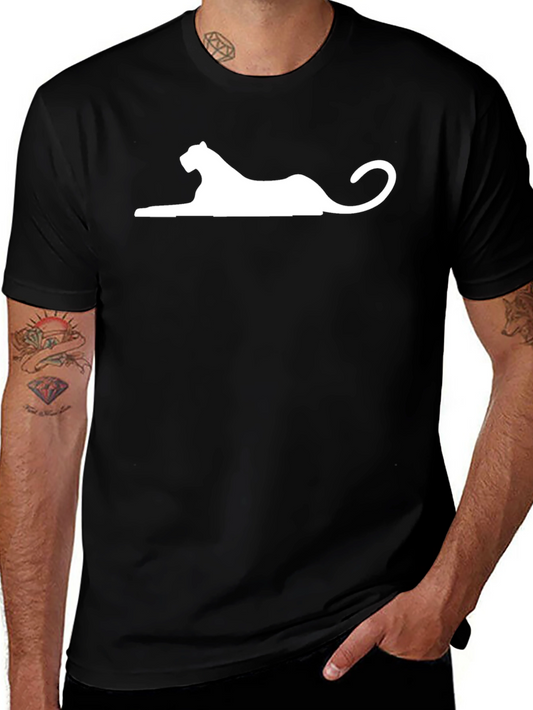 Black T-Shirt with White Panther Silhouette
